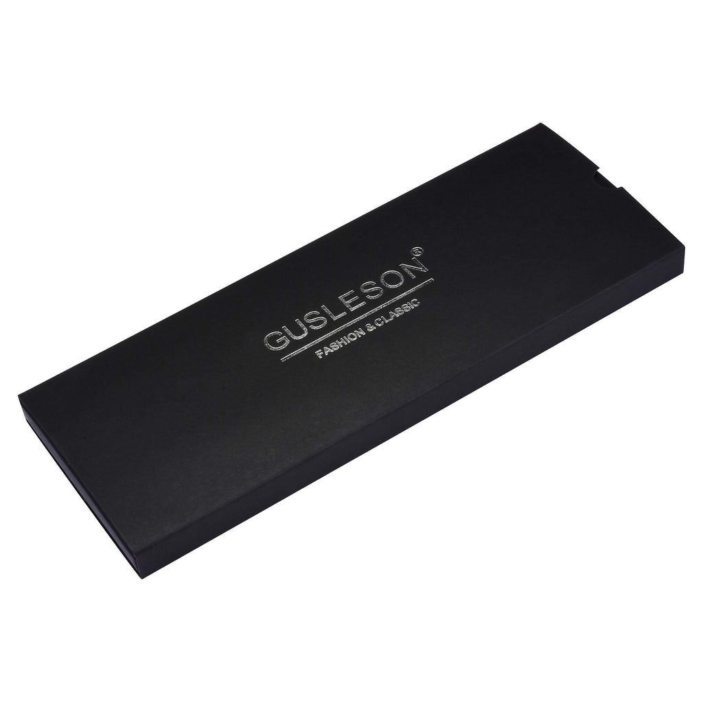 GUSLESON 2.4" Slim Necktie and Handkerchief Set For Men Solid Skinny Tie Set