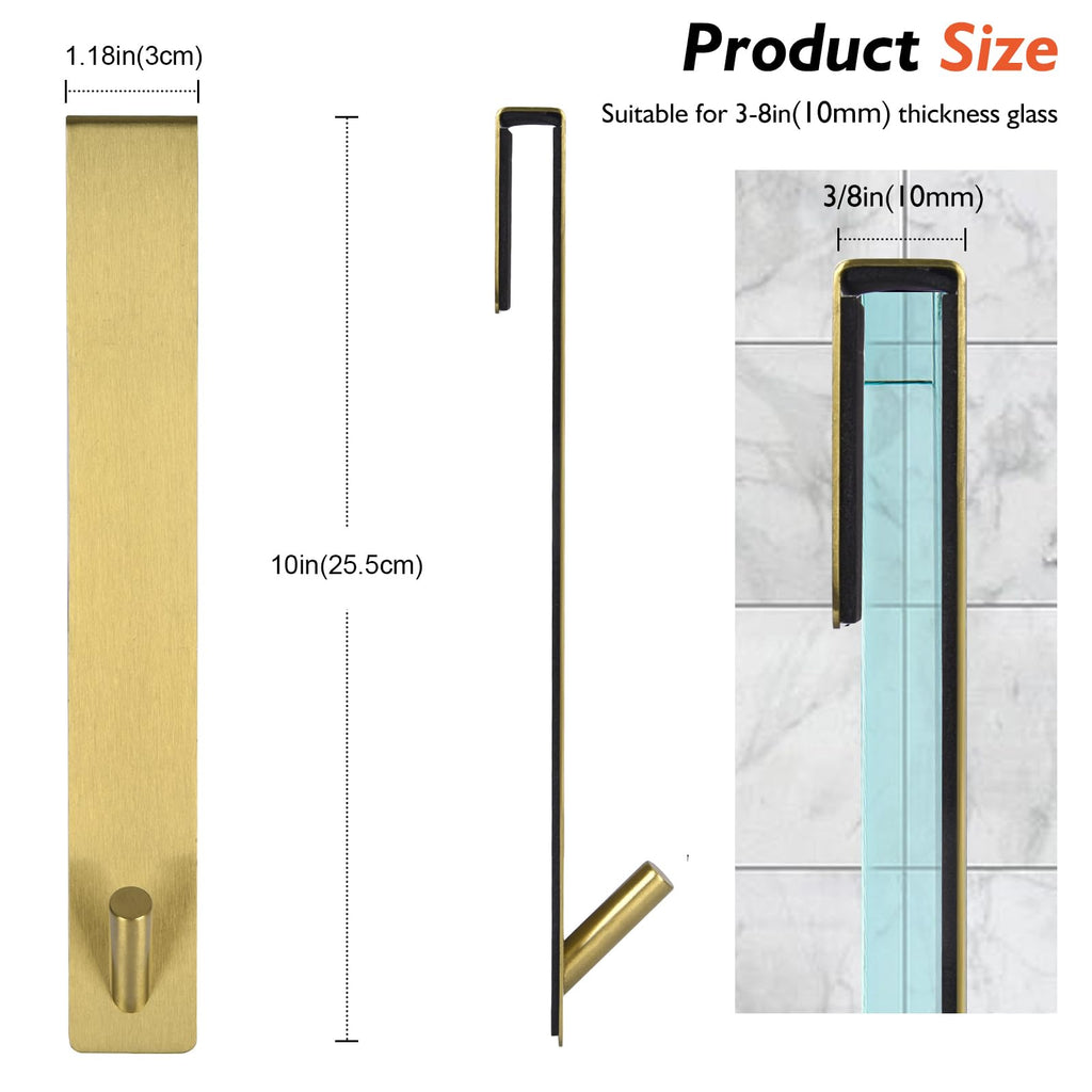 Kontoyo Shower Door Hooks(7.5 Inch),Extended Over Door Hooks for Bathroom Frameless Glass Shower Door,Stainless Steel Towel Hooks,Heavy Duty Rack Hooks for Robe,Towel-2 Pack-Black