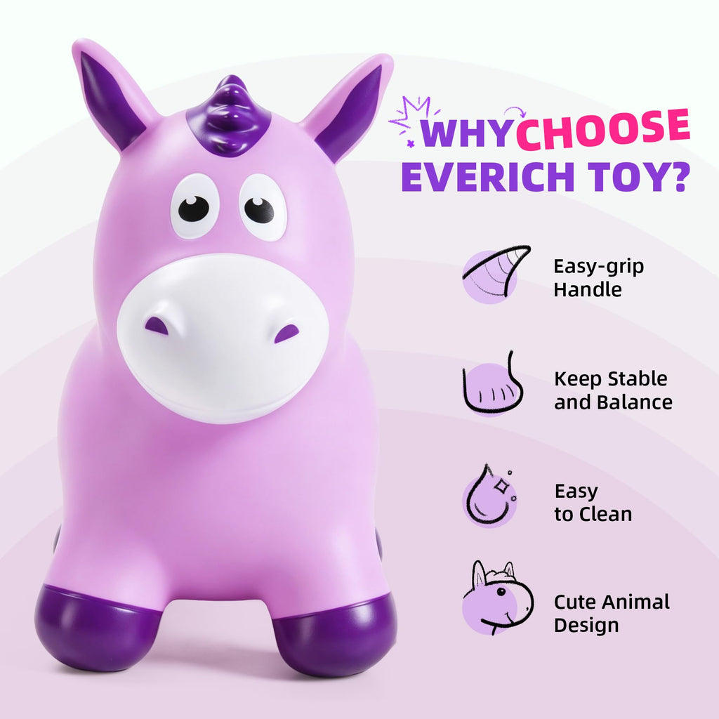 Kids Dinosaur Bouncy Animal Toys, Inflatable Triceratops Bouncer, Ride on Bounce Hopper, Indoor Outdoor Activity Birthday Gift for 18 Months 2 3 4 Years Old Boys