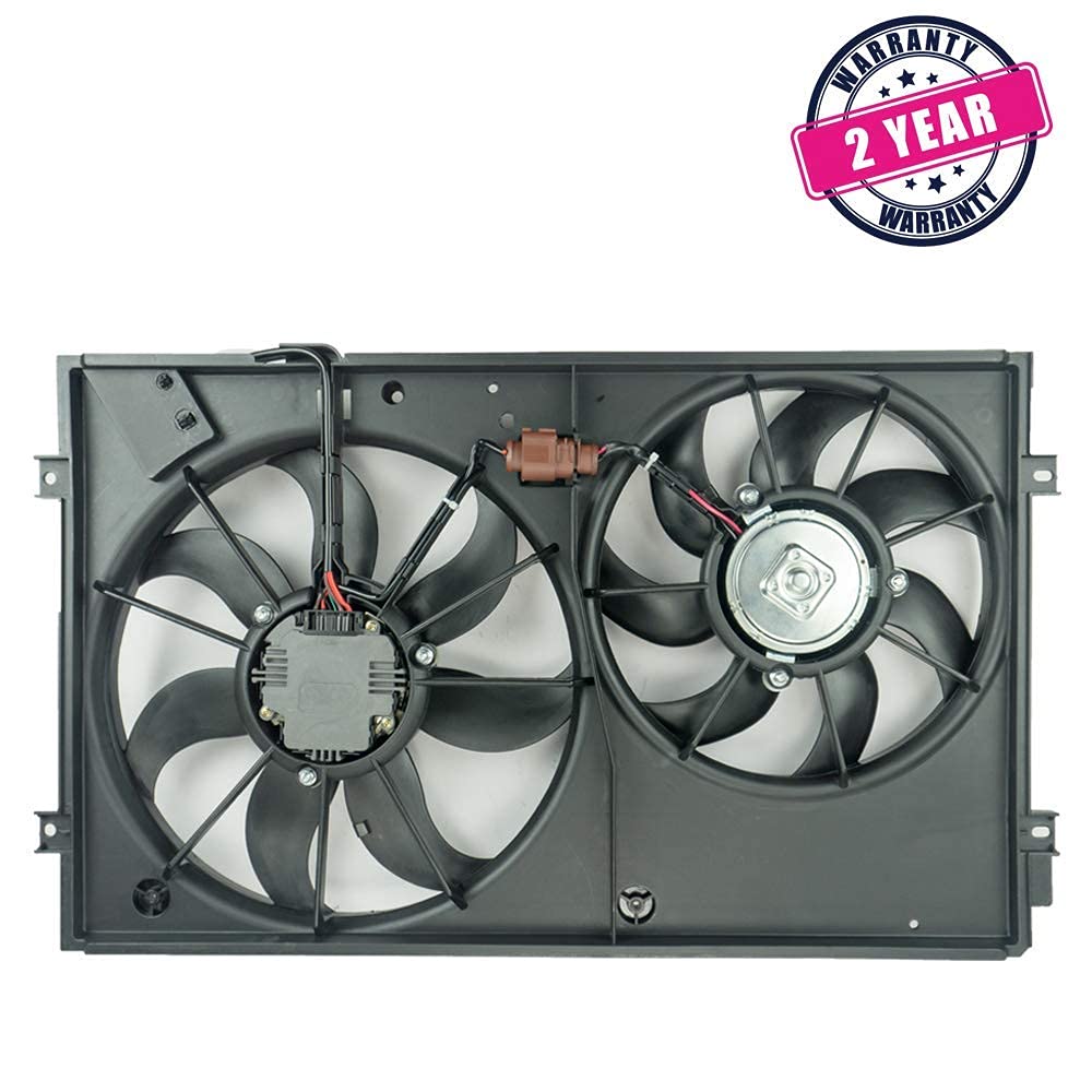 VW102 Replacement Dual Radiator & Condenser Cooling Fan Assembly for Volkswagen Jetta 2.0L VW Tiguan for Audi A3 TT