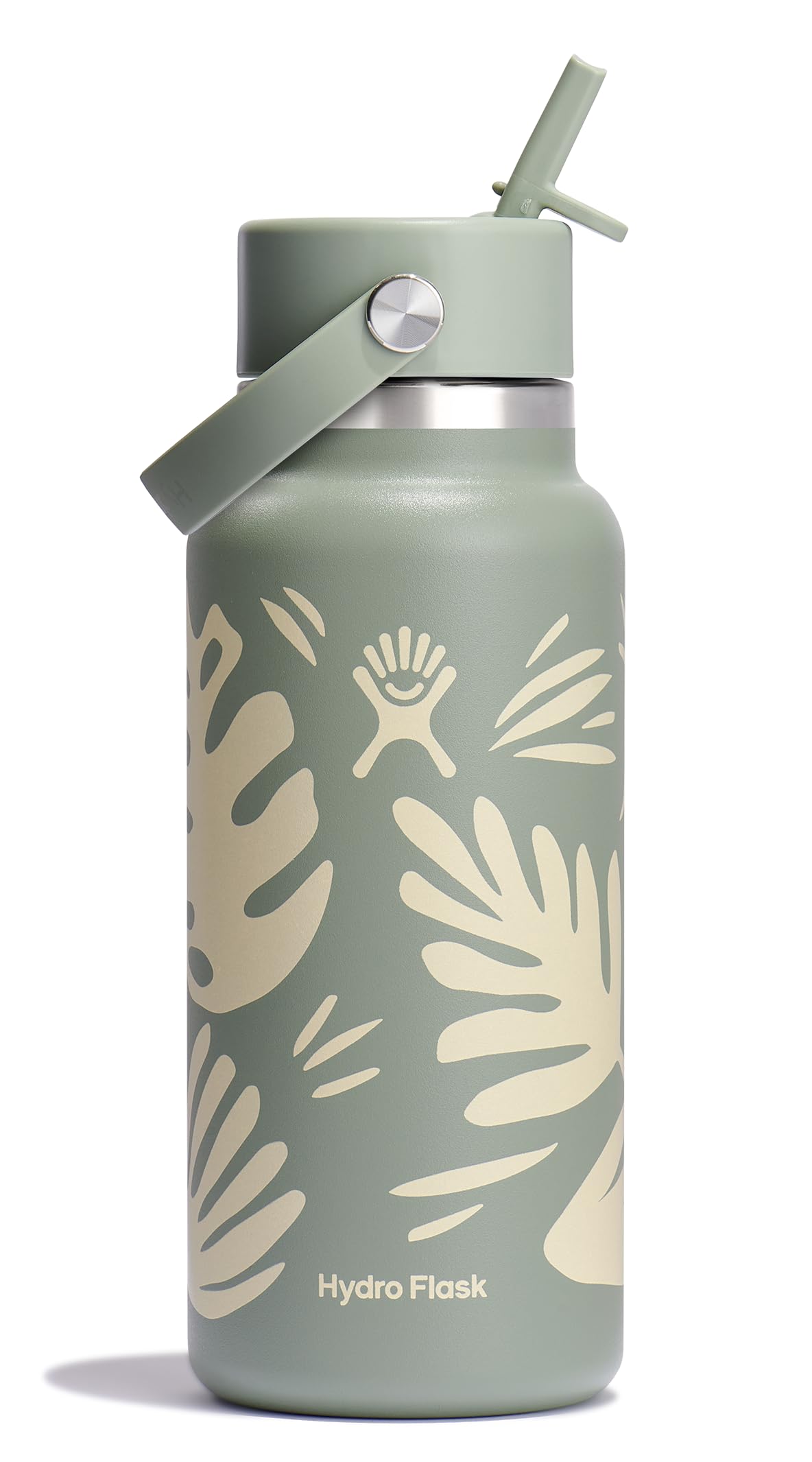 Hydro Flask Water Bottle - Insulated Stainless Steel - Wide Straw Lid, Non Spill, Leakproof in 24 Oz Forest Green Arc