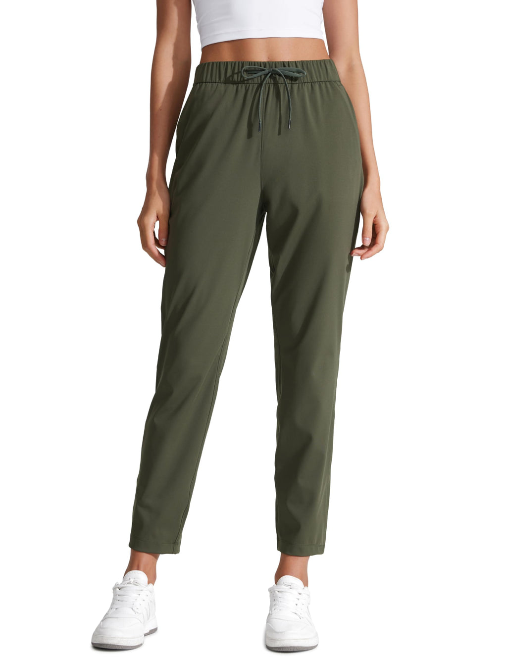 CRZ YOGA 4-Way Stretch Ankle Golf Pants for Women 27" - Casual Dress Work 7/8 Sweatpants with Pockets