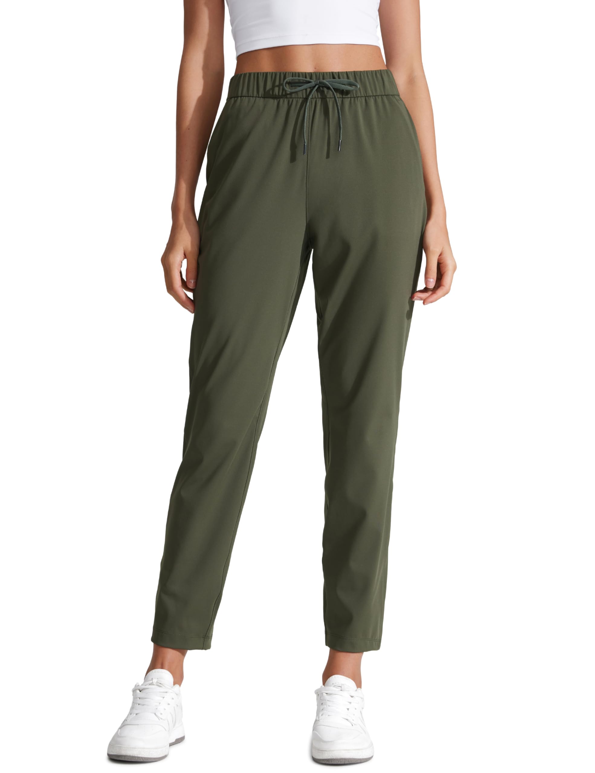 CRZ YOGA 4-Way Stretch Ankle Golf Pants for Women 27" - Casual Dress Work 7/8 Sweatpants with Pockets