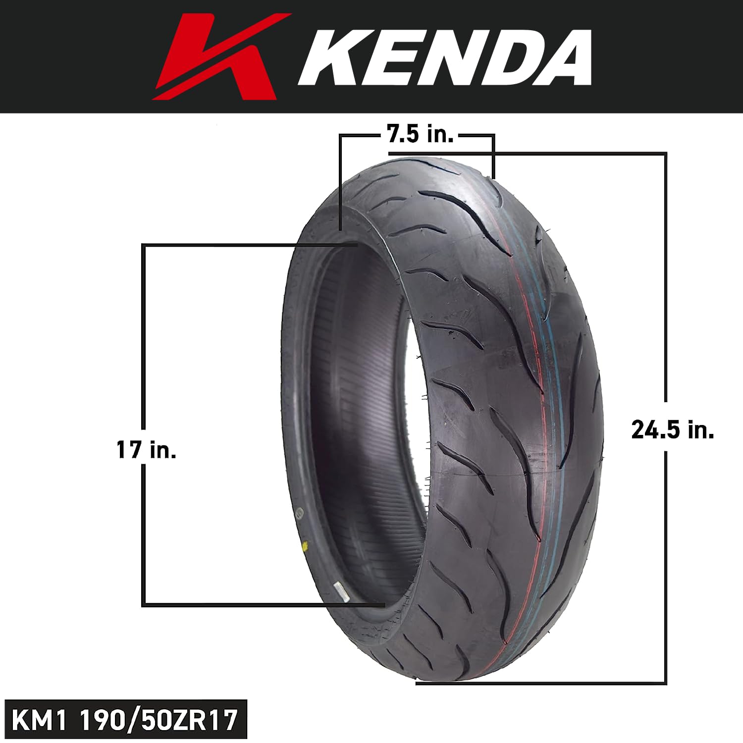 Kenda KM1 (KM001) 110/70R17 Front Tire for Sport Touring Motorcycle 54H - Radial Tire with High-Speed Stability & Excellent Wet Grip w/Keychain (110/70-17)