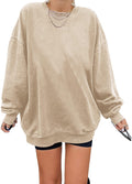 Ebifin Women's Oversized Long Sleeve Sweatshirts Pure Color Round Neck Casual Pullover Shirt