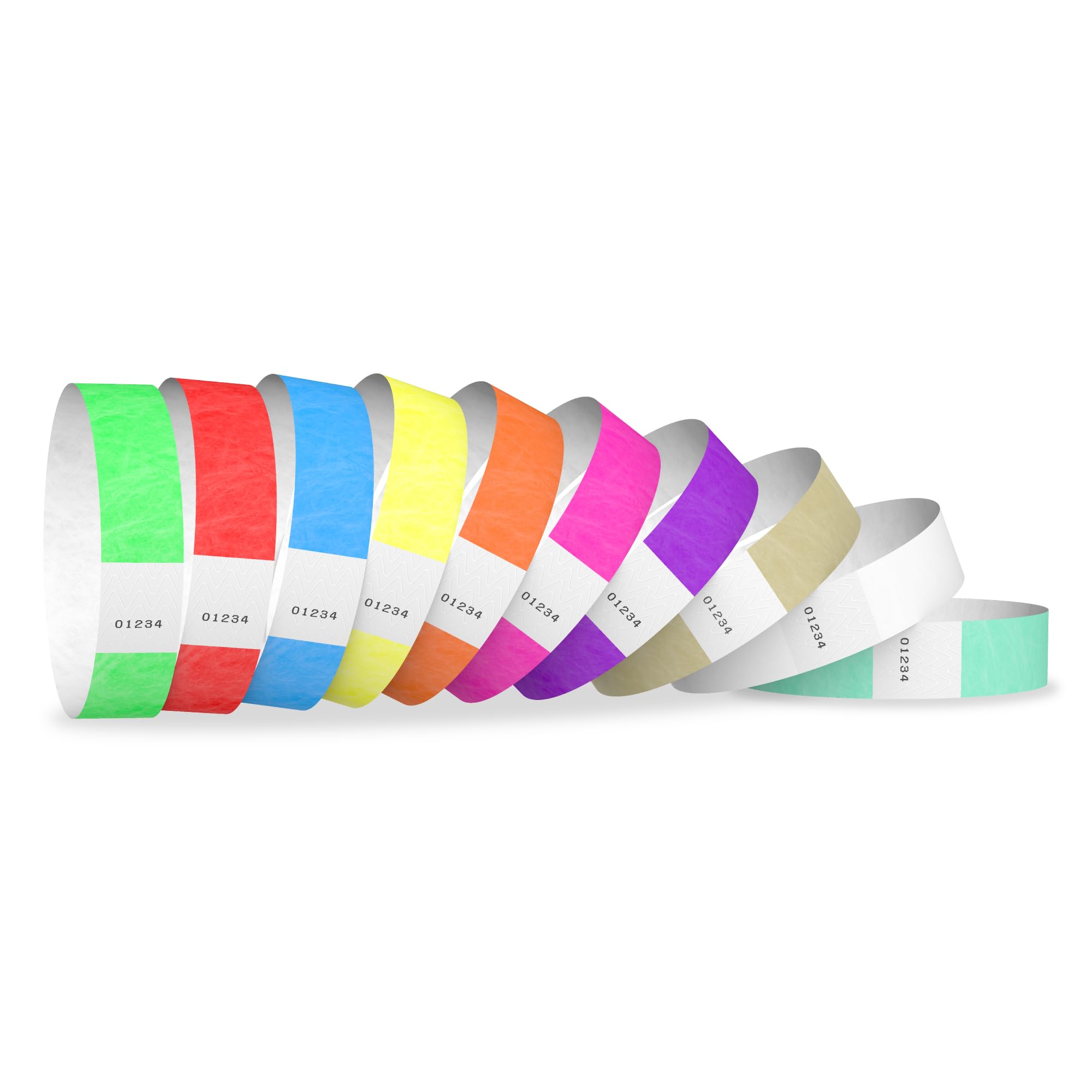 1,000 WristCo 10 Color Variety Pack Tyvek Wristbands for Events - Comfortable Tear Resistant Paper Bracelets ID Wrist Bands for Concerts Festivals Admission Party Identification