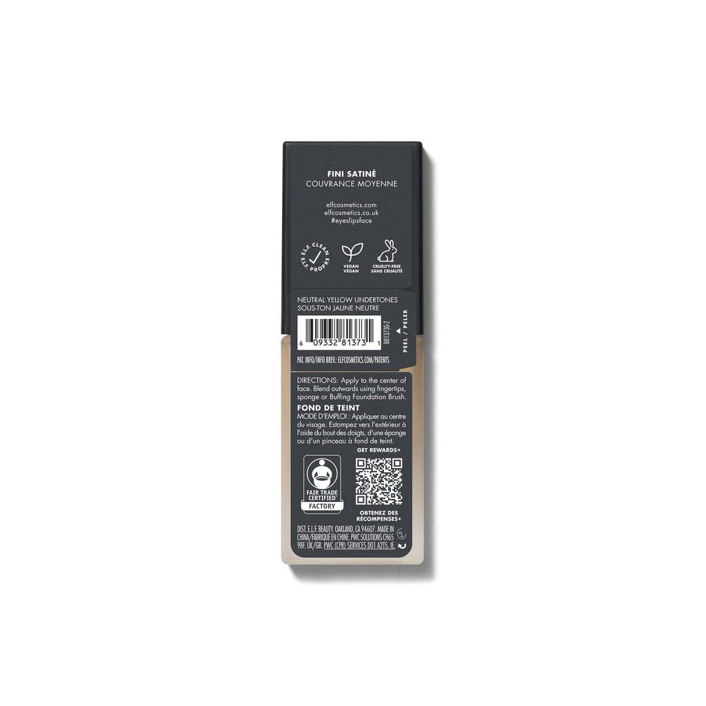 e.l.f. Flawless Satin Foundation, Lightweight & Medium Coverage, Semi-Matte Finish, Vegan & Cruelty-Free, Alabaster, 0.68 Fl Oz (20mL)