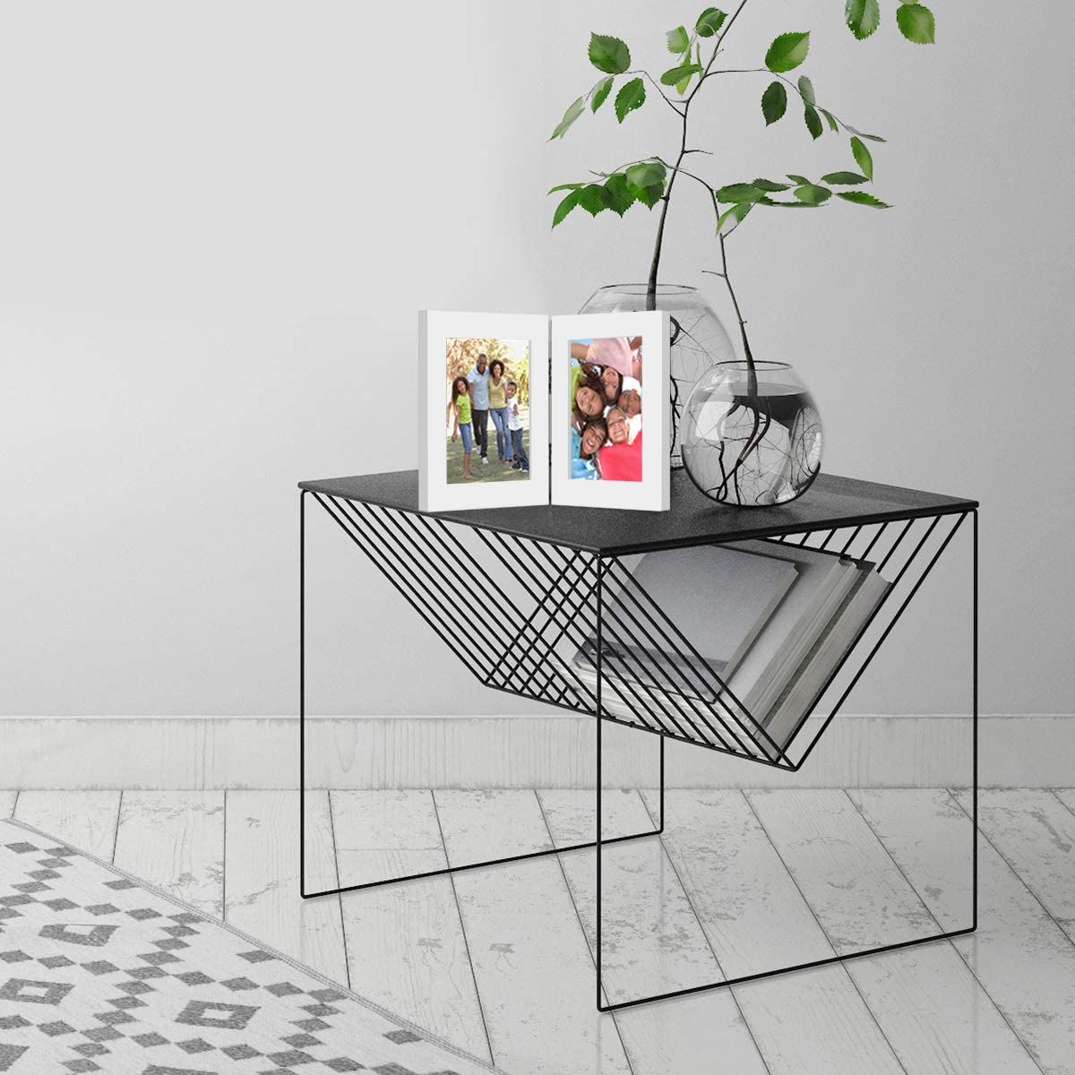 Americanflat Hinged 4x6 Picture Frame with Shatter-Resistant Glass - Double Picture Frames with Engineered Wood - Signature Collection - Photo Frame for Tabletop Display - Black