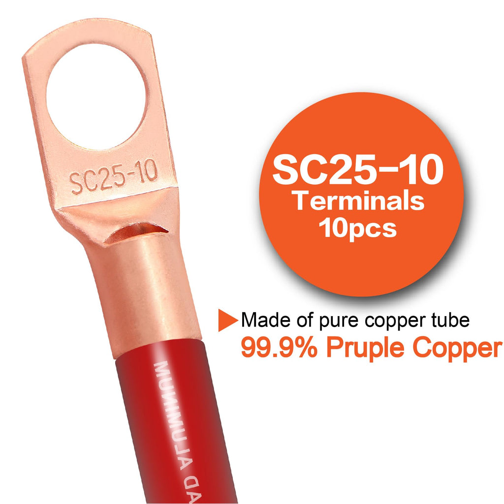 4 Gauge Wire (50ft Each - Red/Black) Copper Clad Aluminum CCA with Cable Cutter,Lugs Terminal Connectors and Heat Shrink Tube - Battery Power/Ground Cable,Car Audio Speaker,RV Trailer Amp Wiring kit