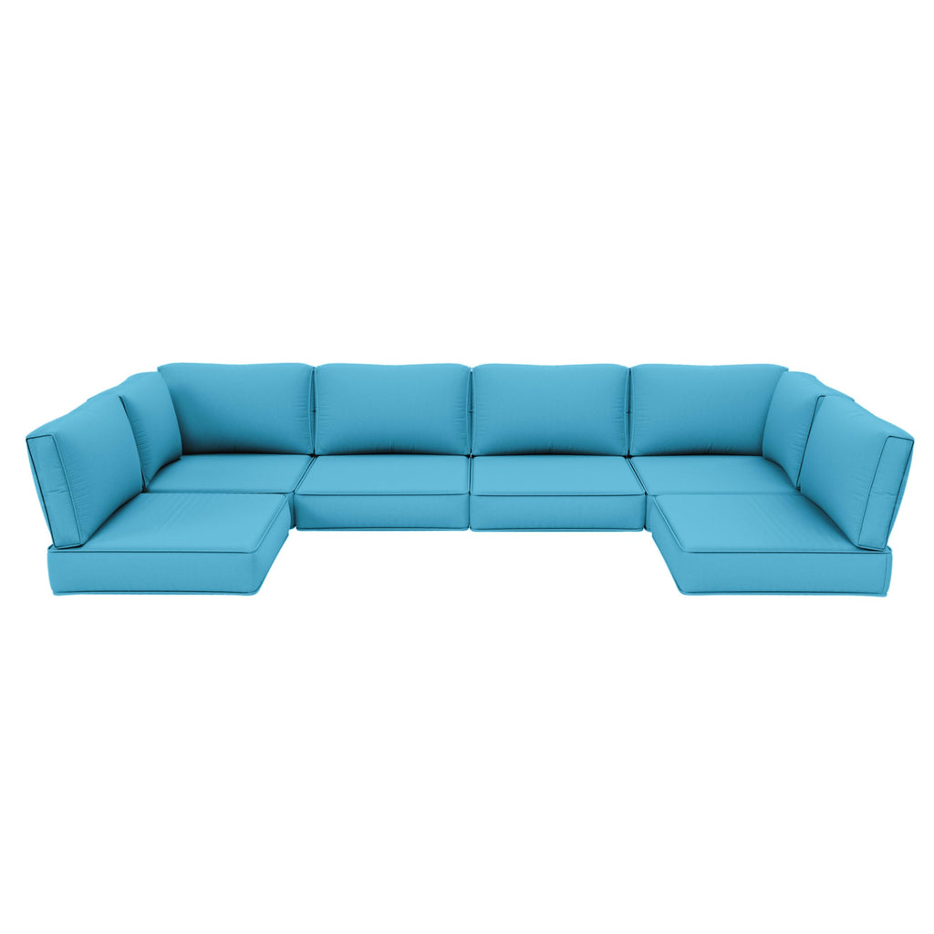 Outdoor Furniture Replacement Cushions, 5" Foam Foam High-Density, Fits 6-seat Sectional Rattan Conversation Set, 14 Piece Patio Water-Resistant Replacement Sofa Cushions, Liner&Cover