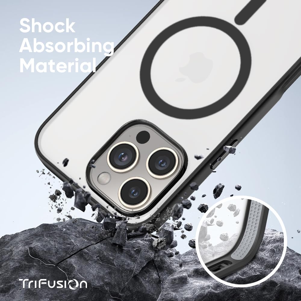 FLOLAB Surtect Tri-Fusion Magnetic for iPhone 16 Case Protective Slim Design Magsafe Compatible Military Grade - Black Clear