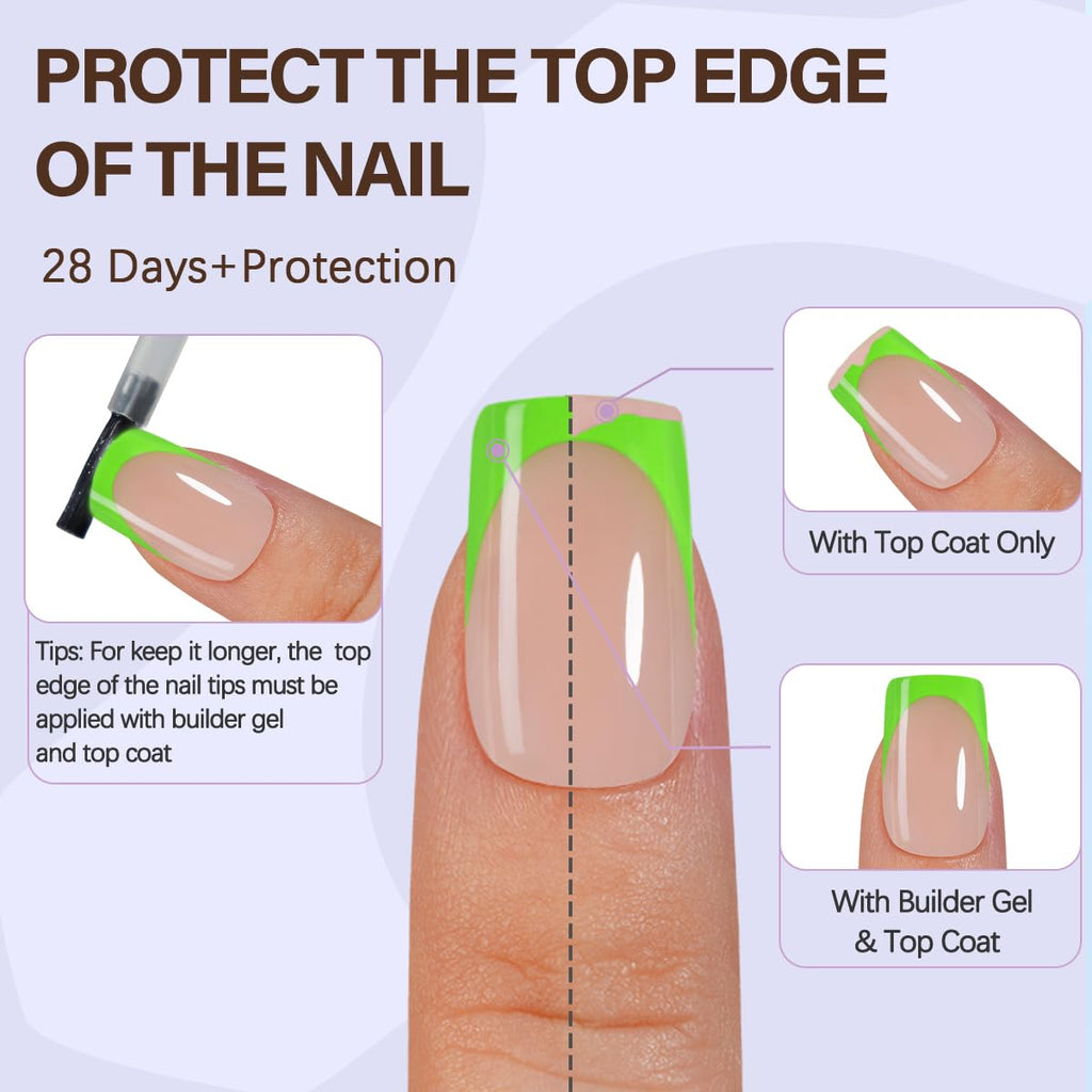 Misssix XBASICTIPS French Tip Press On Nails, 300Pcs French Gel Nail Tips Long Square, Soft Gel Pre-shaped No Need to File 3 in 1 Tips, Fake Nails for Nail Art DIY Extension Designs 15 Sizes