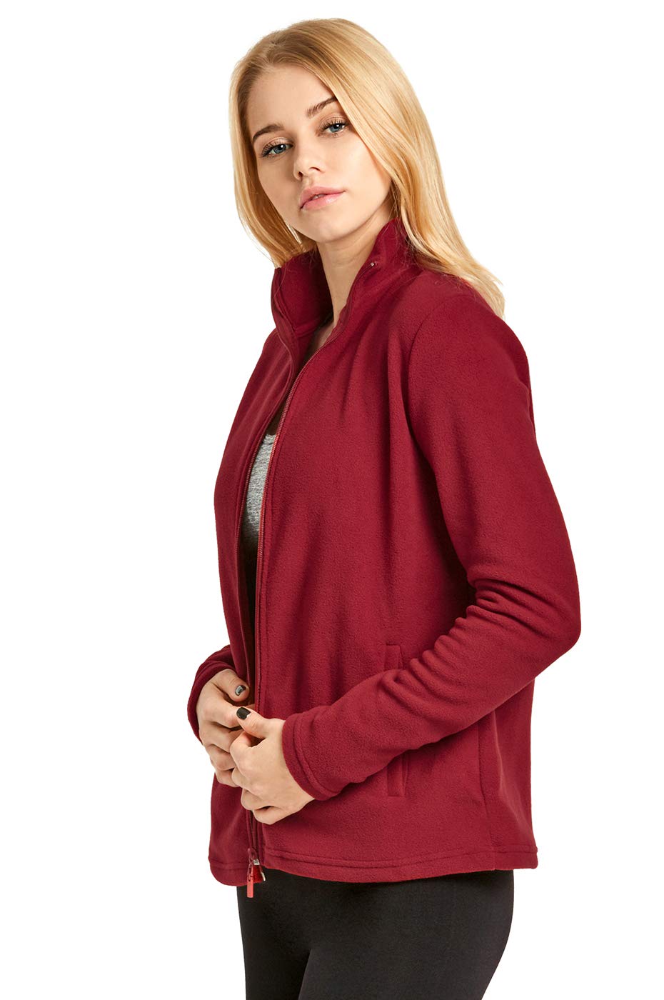 Sofra Women's Polar Fleece Full Zip Up Winter Jacket