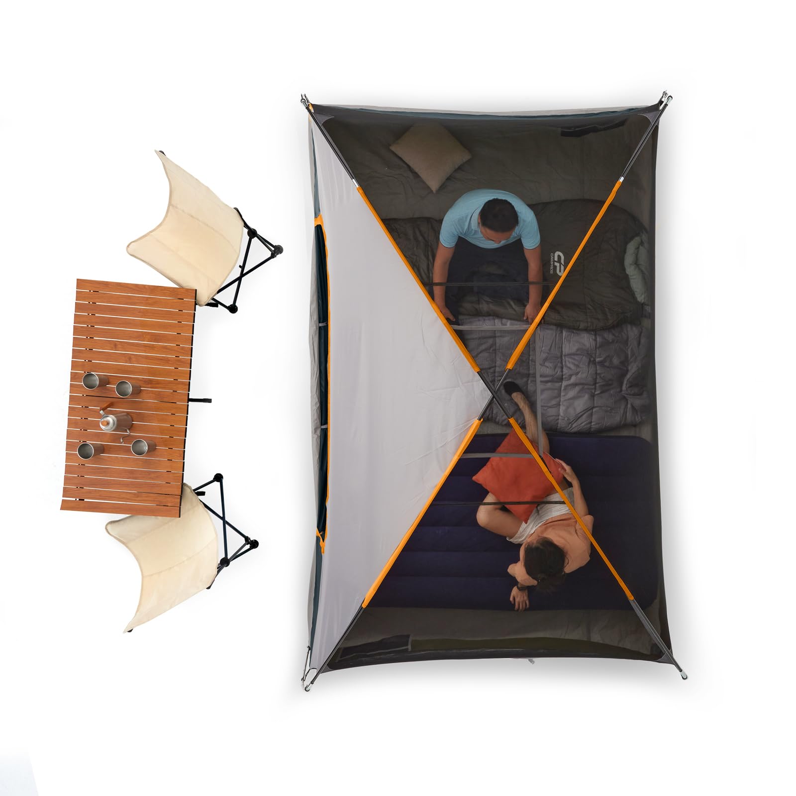 CAMPROS CP Camping Tent 2/4/6 Person, Waterproof Windproof Double Layer Dome Tent, Easy Setup with Large Mesh Windows & Wide Door for Outdoor Camping Backyard