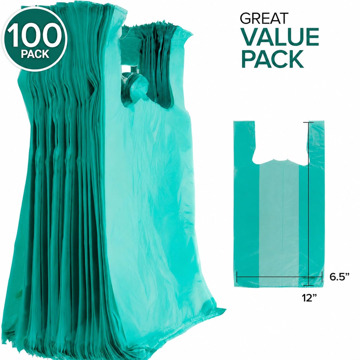 Stock Your Home Eco Grocery Bags Disposable T-Shirt Thank You Bag with Handles for Supermarket, Groceries, Produce, Shopping