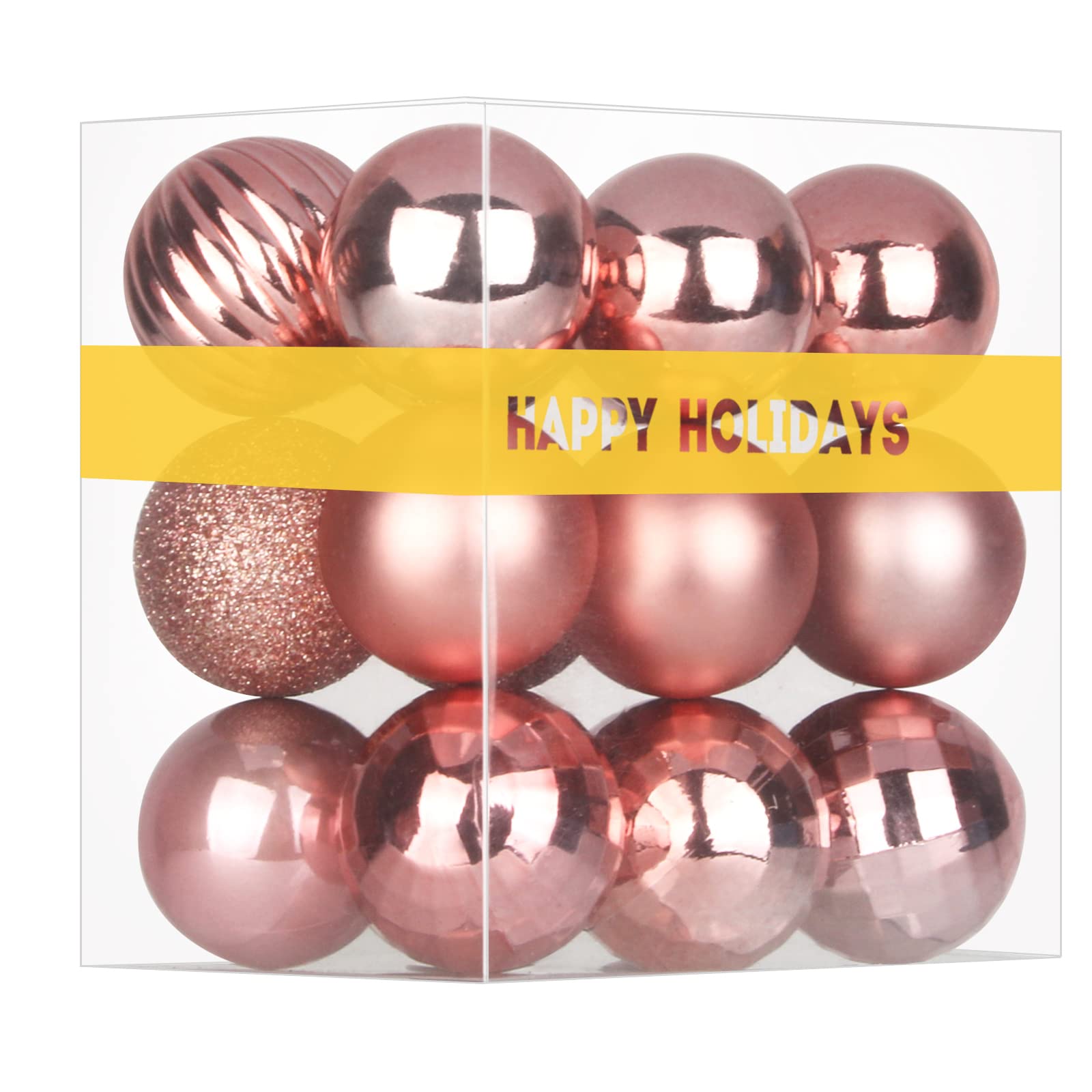 Bubblegun Pink 1.6" Small Christmas Balls Christmas Tree Decoration Ornaments Shatterproof Hanging Balls for Birthday Halloween Holiday Wedding Decorations Set of 12pcs