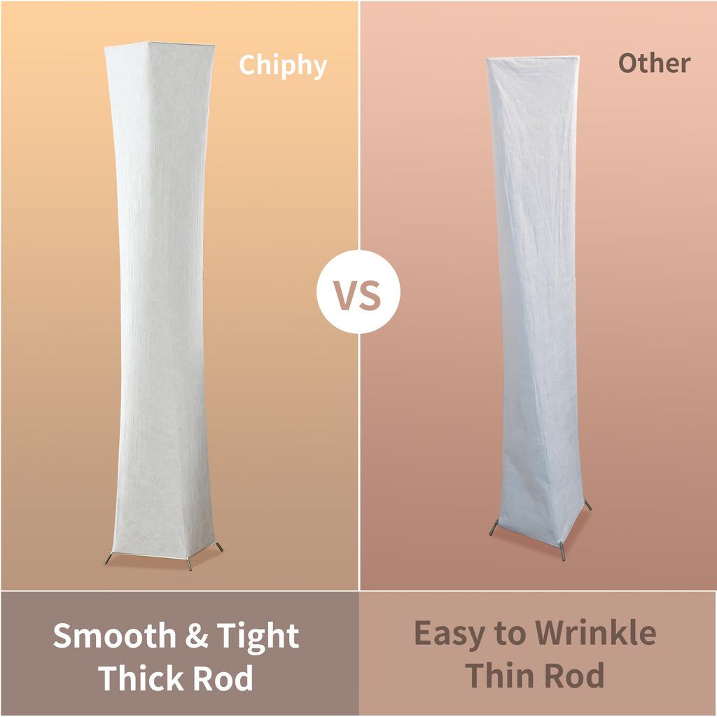chiphy Floor Lamp, Dimmable 39" (XS) Tall Standing Lamp, 3 Levels Adjustable Brightness 12Wx2 LED Bulbs, Column Floor Light w/White Fabric Shade, Home Decor for Living Room, Bedroom, Kids Room