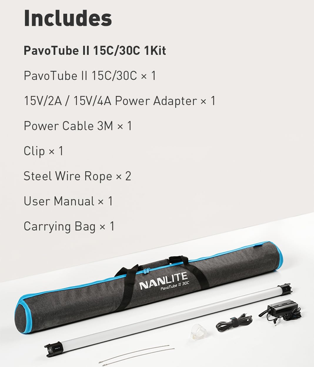 NANLITE PavoTube II 6C LED RGB Tube, 2700K-7500K Ultra-Wide Color Temperature, 2.4GHz Wireless Control Portable Handheld Photography Lighting Stick
