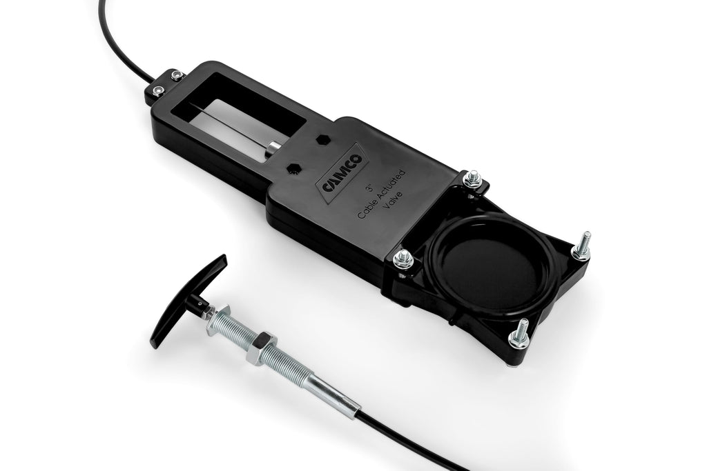 Camco RV Sanitation System 3" Waste Valve with 72" Cable Extension Kit for Sidewall or Control Access Compartment Mount Installation