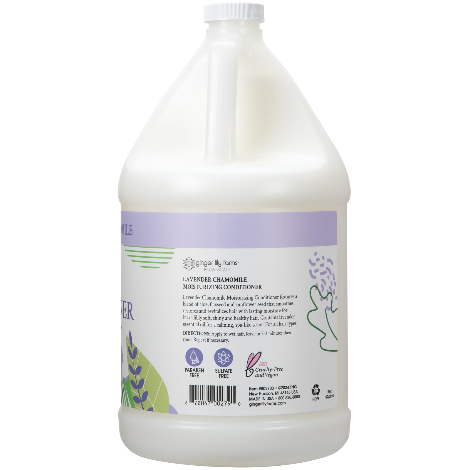 Ginger Lily Farms Botanicals Moisturizing Conditioner for Dry Hair, 100% Vegan & Cruelty-Free, Apple Pear Scent, 1 Gallon Refill (128 fl oz)
