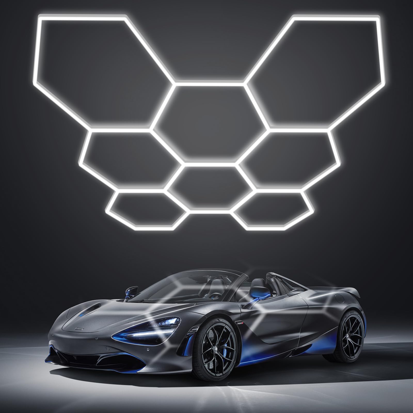 LZHOME LED Hexagon Garage Light: 12700LM Car Detailing Shop Light, DIY Splicing Ceiling & Wall Decor Lights, for Workshop Basement Gym Warehouse Bar Gaming Room