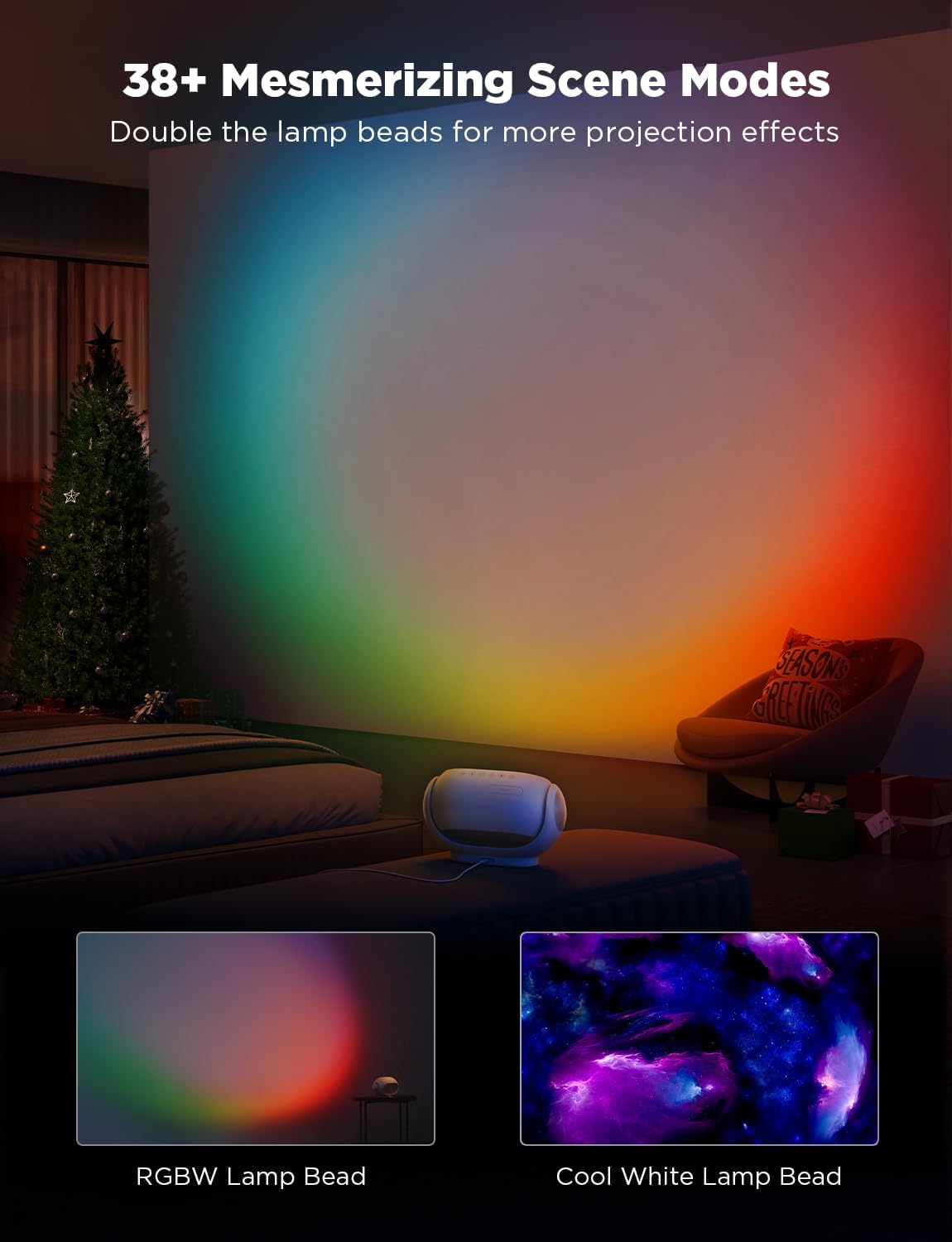 Govee Star Projector, Star Light with 8 Replaceable Discs, 38 Scene Modes, Bluetooth Speaker and 21 White Noises, Relaxing Light for Bedroom, Ceiling