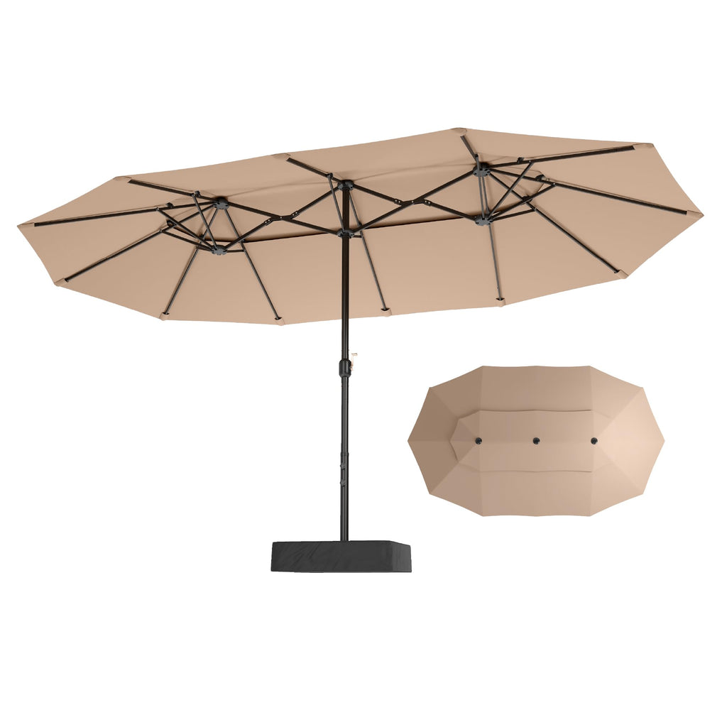 Sophia & William 15 ft Extra Large Patio Umbrella with Base Included, Rectangular Outdoor Umbrella Heavy Duty, Market Umbrella Double-sided Fade Resistant for Pool Garden Backyard, Beige