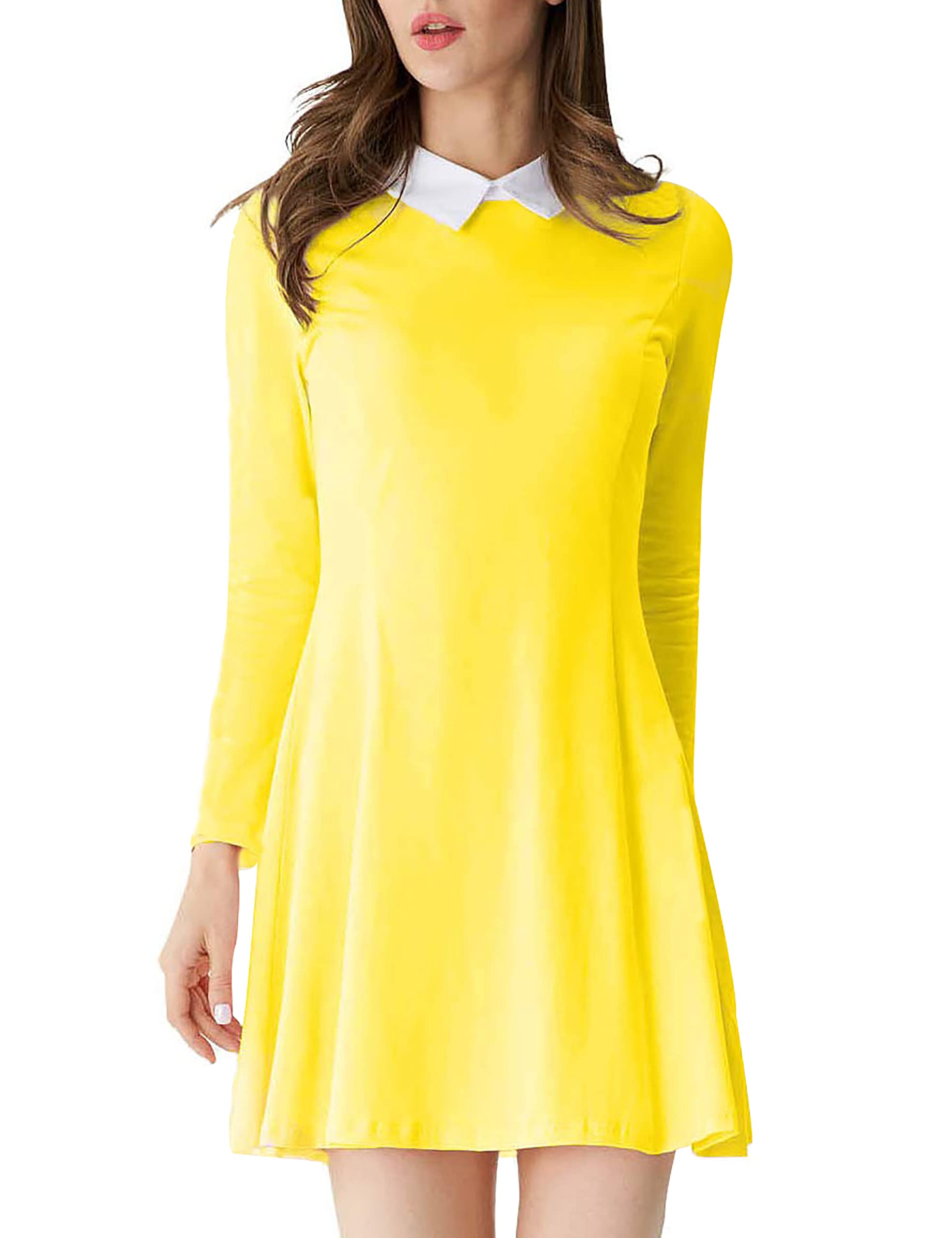 Aphratti Women's Long Sleeve Fall Dresses 2025 Casual Peter Pan Collar A Line Fit and Flare Skater Goth Dress