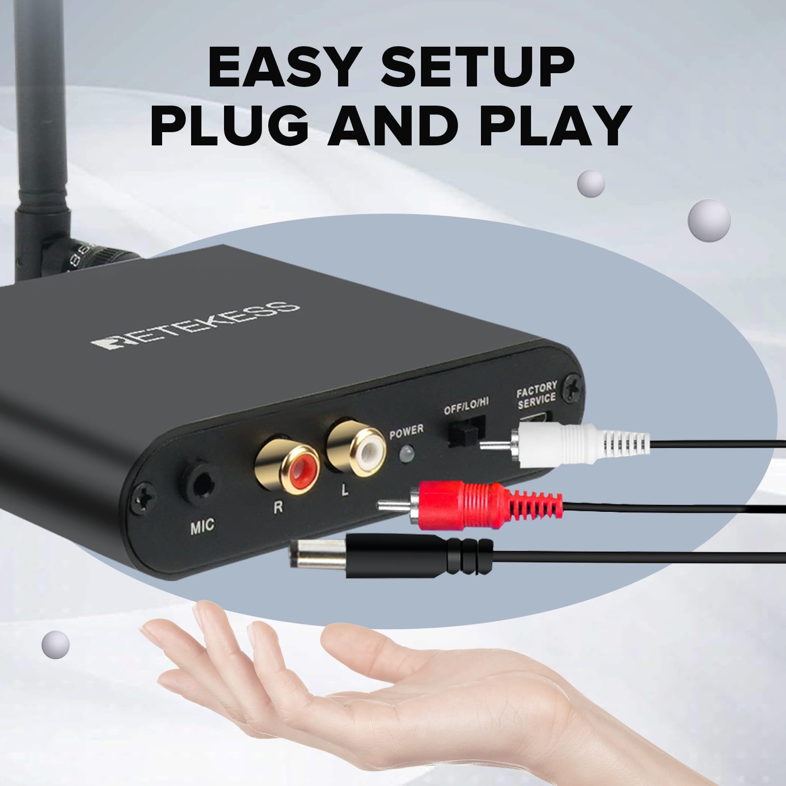 Retekess TA003 Silent Disco System, Silent Disco Transmitter, 3 Channels,Plug and Play, 300m Range for House Party, Fitness and School (1 Transmitter)