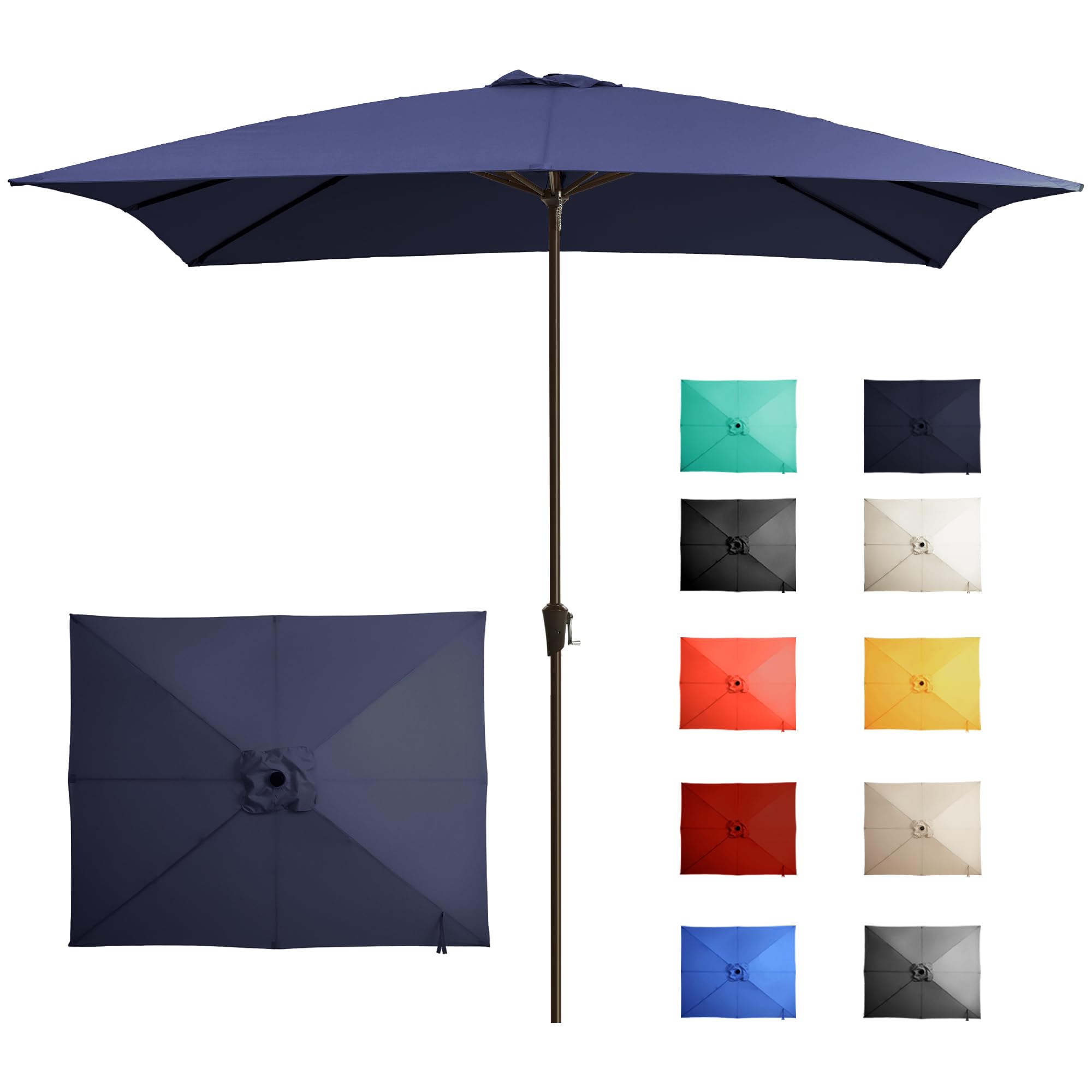 Ayge 6.5x10FT Rectangular Patio Umbrella Outdoor Table Umbrella w/Push Button Tilt & Crank Rectangle Market Umbrella UV Protection for Garden,Deck,Lawn,Yard & Pool,Beige