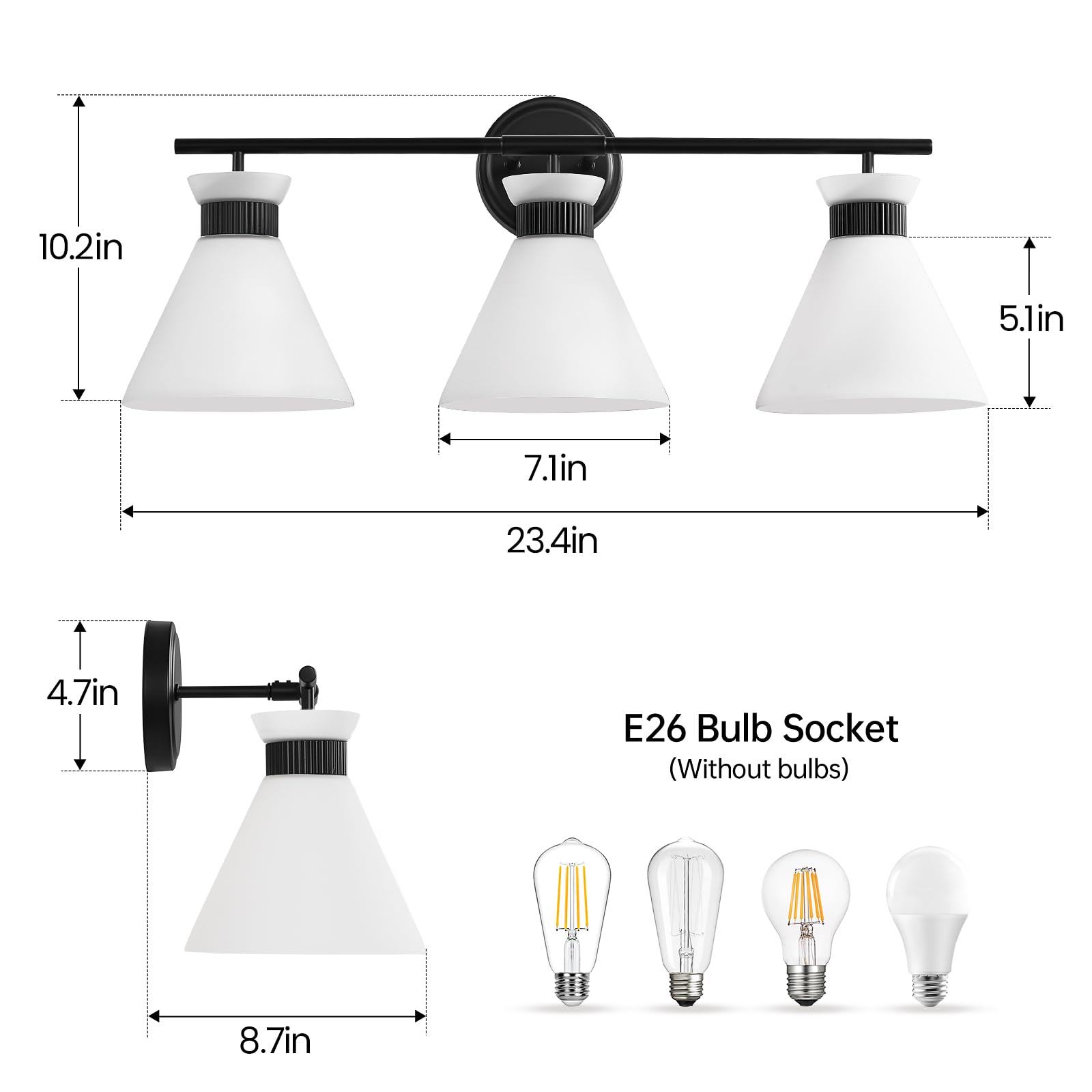 WOSHITU Gold Bathroom Light Fixtures: Modern Vanity Lighting Fixtures 2 Lights for Bathroom Mid Century Vanity Light Sconces Over Mirror with Frosted Milky Glass for Bath Bedroom Makeup