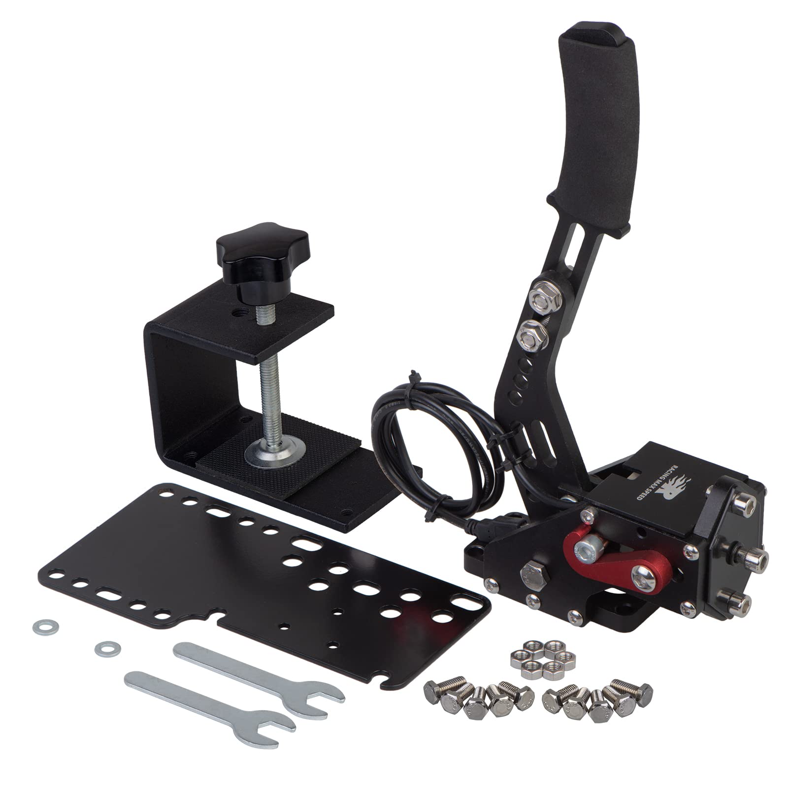 CNRAQR PC Racing Game USB Handbrake for 16Bit SIM for Racing Games, Compatible with G27 G29 G920 G923 T500 T300 Simulate Linear Handbrake（With Fixing Clip and Plate
