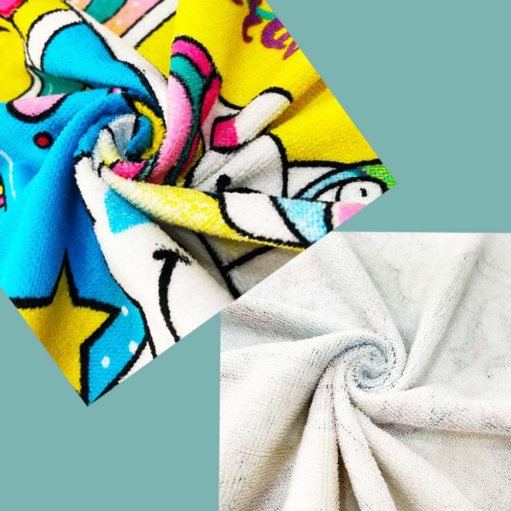 Kids Beach Towel Velour Terry Blanket Throw 100% Cotton Super Soft Absorbent 25.5X51 inches for Bath Swimming Sports Camping Holiday Picnic, Bus Coconut Parasol Lounge Audio Player.