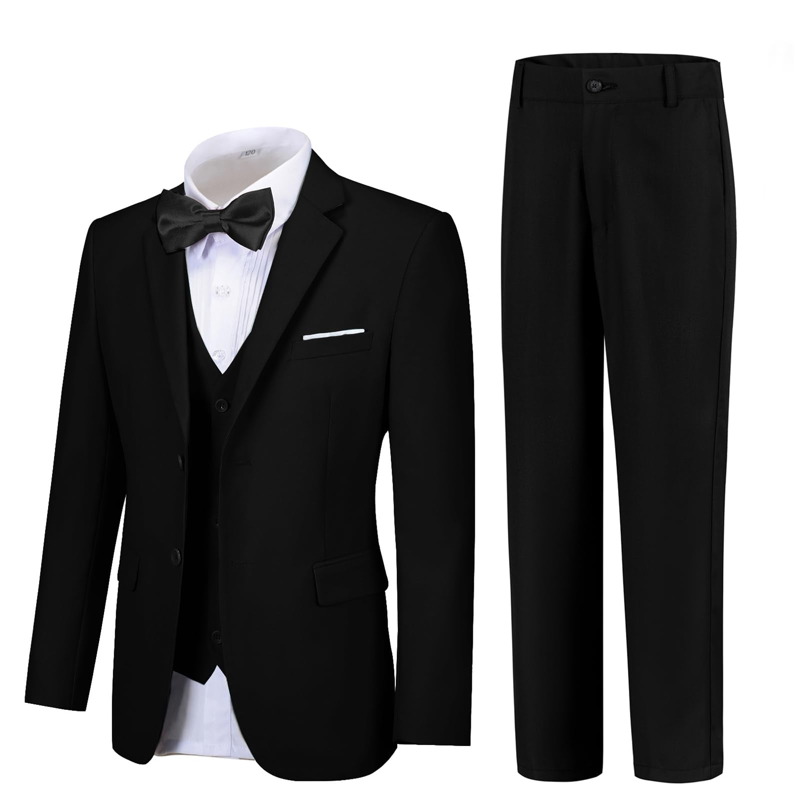 Boy Suits 5 Pieces Formal Suit Set with Adjustable Waist Kids Dress Suit for Wedding Prom