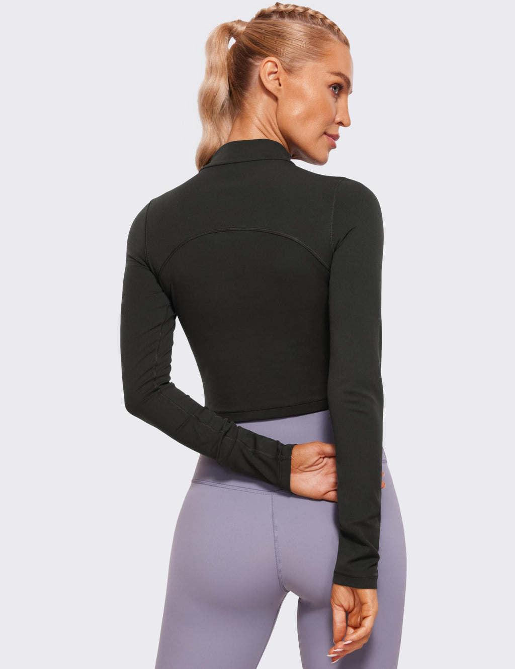 CRZ YOGA Butterluxe Mock Neck Long Sleeve Shirts for Women - Workout Casual Tops Turtleneck Crop Slim Fall Base Layer