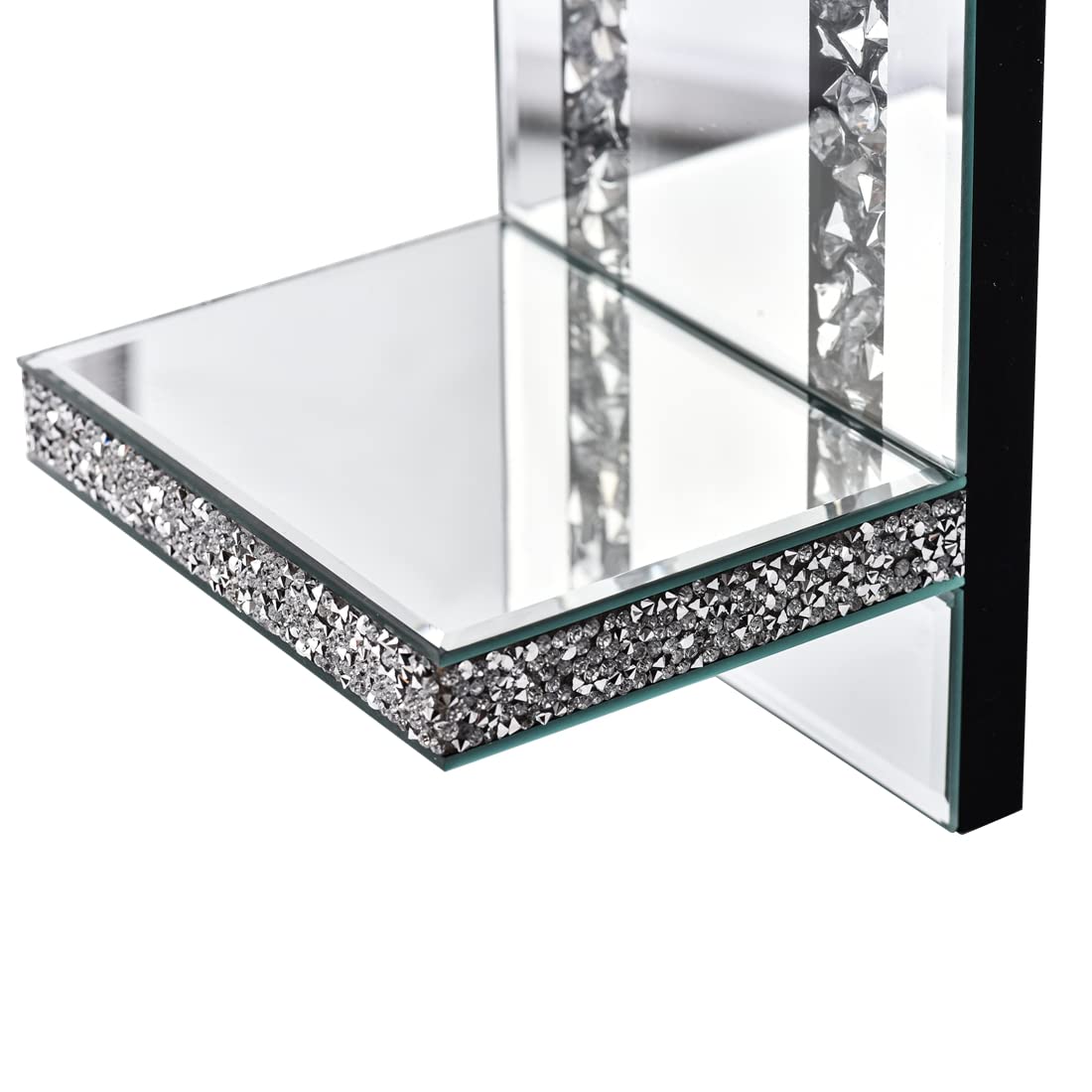 Aeveco Crystal Crush Diamond Mirrored Candle Sconces, Silver Wall Candle Holder Set of 2, Wall Decorations for Living Room，Dining Room (Rectangle (Style 4))