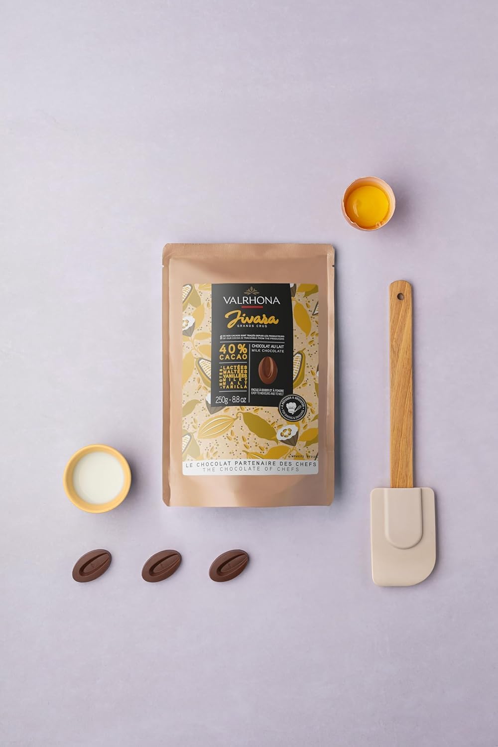 Valrhona Premium Baking Chocolate Discs (Feves), Creamy Milk JIVARA 40% w/Hints of Vanilla and Malt, and Dark Chocolate GUANAJA 70% w/Intense & Smooth with Bitter Notes, For Cookies, Cakes, and more