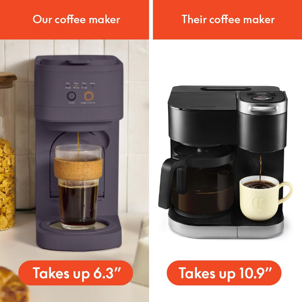 BELLA VersaBrew 2-in1 Coffee Maker, K-Cup compatible, Brew 3 Sizes Carafes & Single Serve Cups, Dishwasher Safe Reusable Filter & Filter Holder, Iced Coffee Function, 60oz Tank, Blossom
