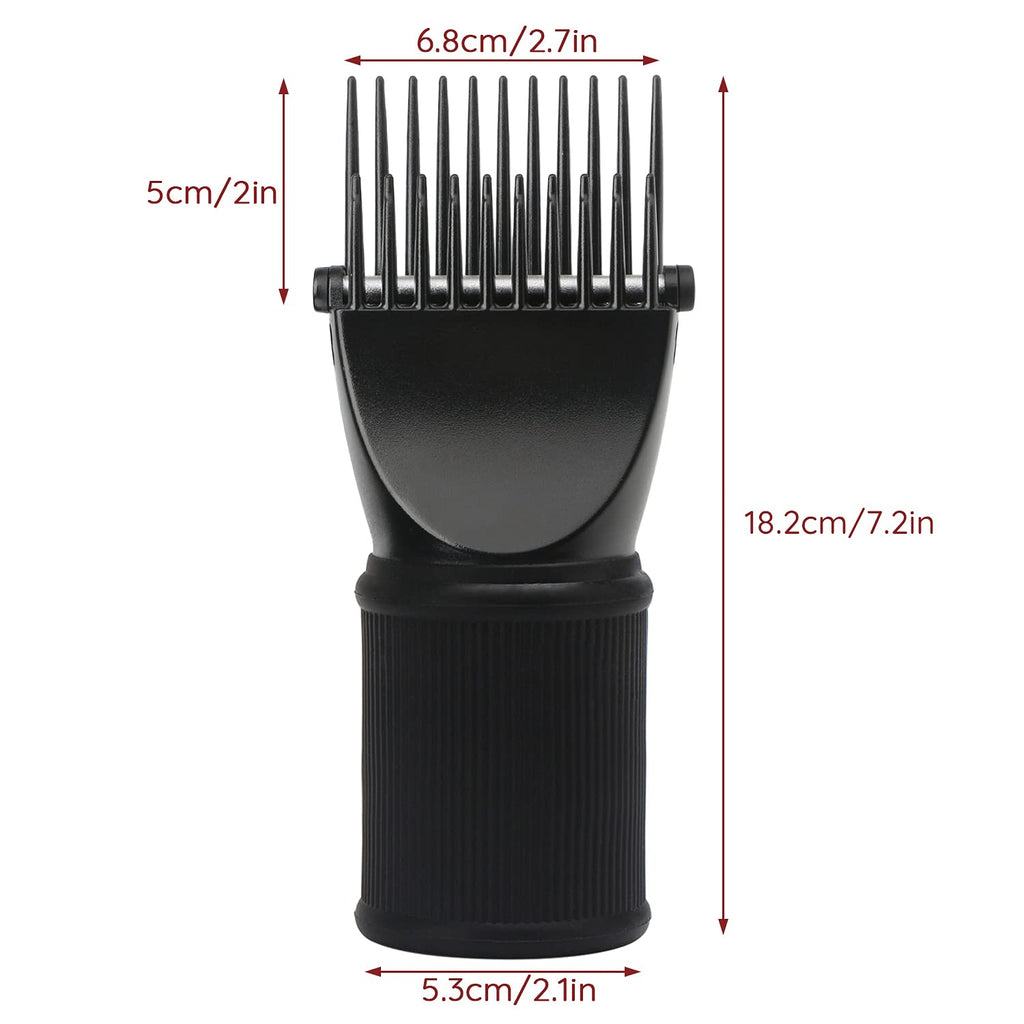 Segbeauty Blow Dryer Comb Attachment, Black Brush Attachments for Hair Dryer Concentrator Nozzle 1.69-1.76in and 2.12in, Pro Hairdressing Styling Salon Tool to Straighten Detangle Curly Natural Hair