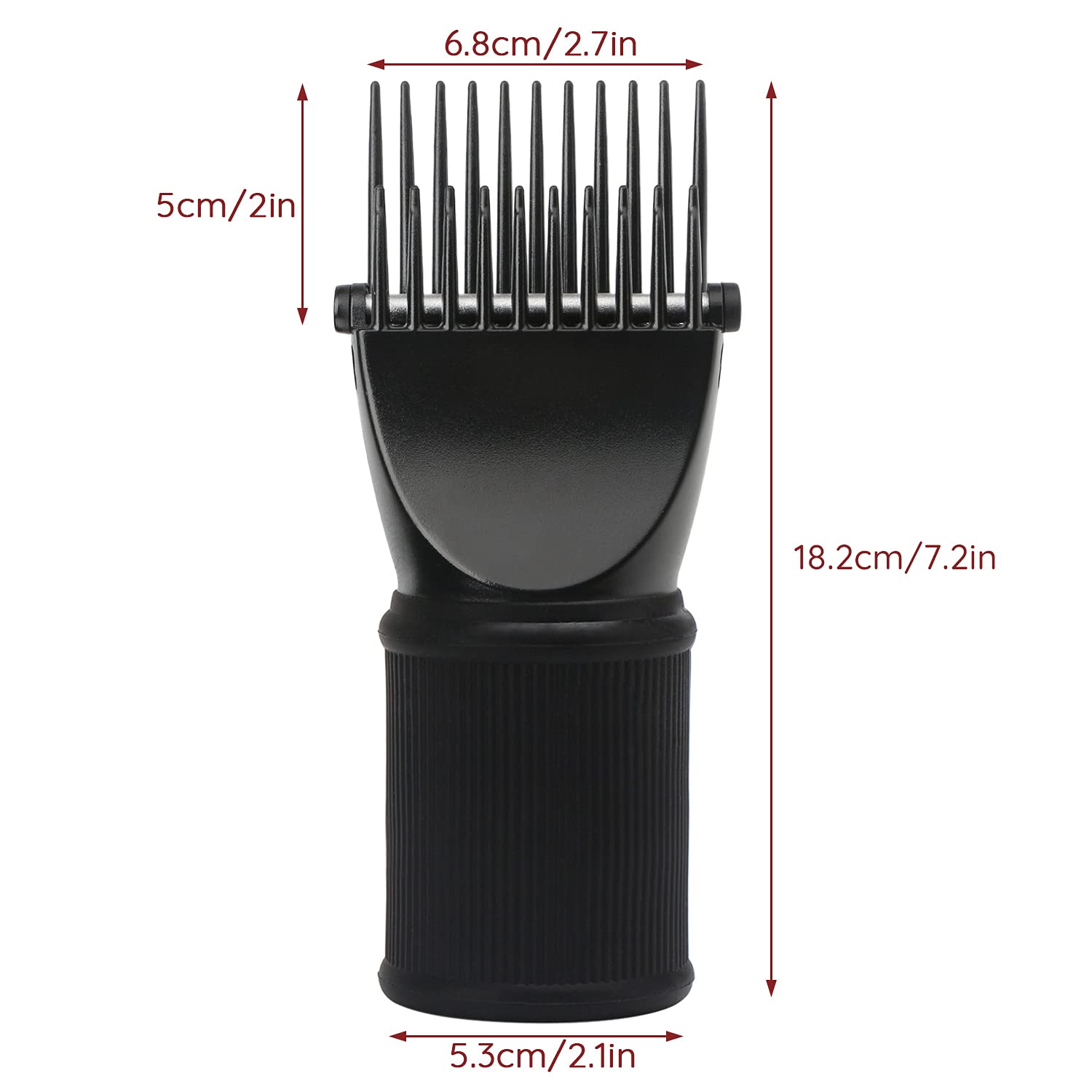 Segbeauty Blow Dryer Comb Attachment, Black Brush Attachments for Hair Dryer Concentrator Nozzle 1.69-1.76in and 2.12in, Pro Hairdressing Styling Salon Tool to Straighten Detangle Curly Natural Hair