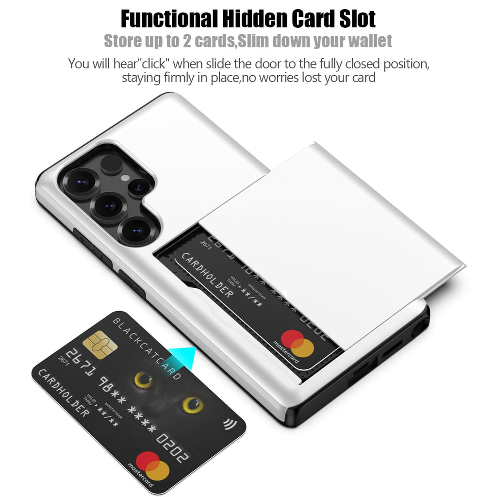 Nvollnoe for Samsung Galaxy S25 Case with Card Holder Dual Layer Heavy Duty Protective Case Hidden Card Slot Slim Wallet Cover for Samsung S25 6.2''(Black)
