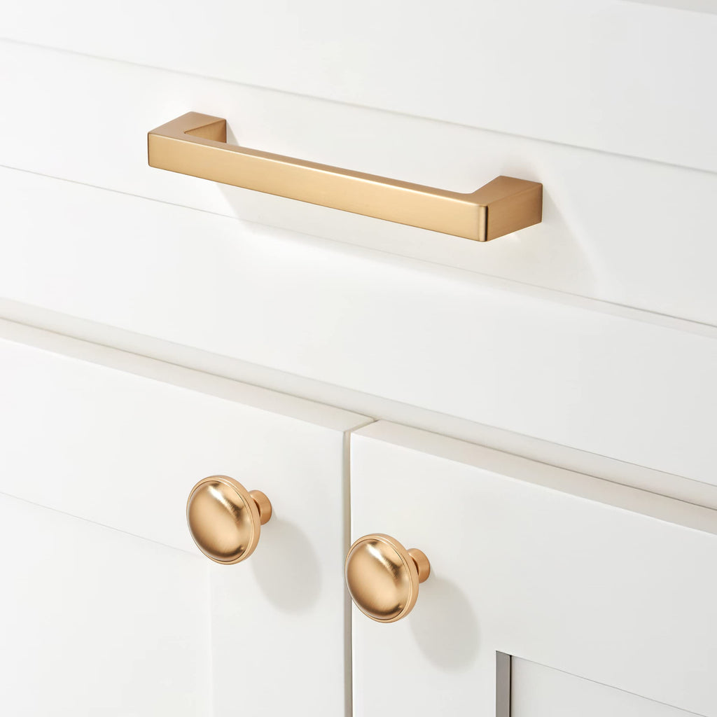 khtumeware 6 Pack 3 Inch(76mm) Kitchen Cabinet Handles Brushed Gold,Brushed Brass Cabinet Pulls Kitchen Cabinet Hardware, Furniture Pulls for Bathroom Cupboard Drawer Handles Dresser Pulls