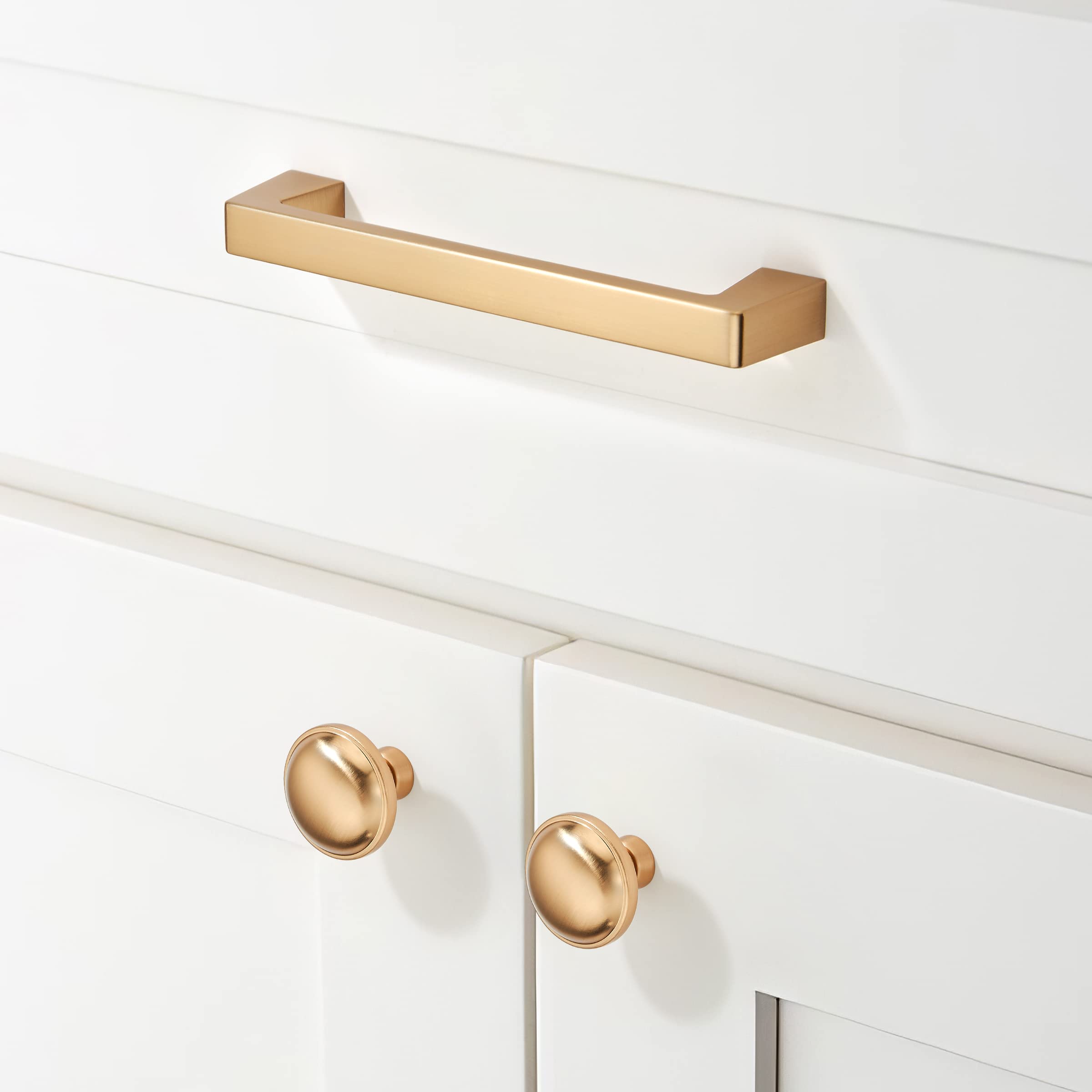 khtumeware 6 Pack 3 Inch(76mm) Kitchen Cabinet Handles Brushed Gold,Brushed Brass Cabinet Pulls Kitchen Cabinet Hardware, Furniture Pulls for Bathroom Cupboard Drawer Handles Dresser Pulls