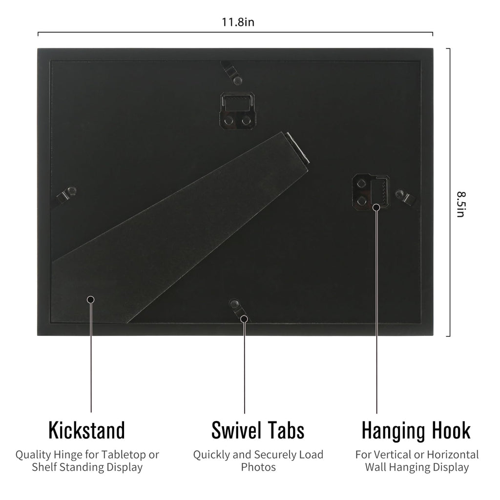 4x6 2-Opening Collage Frame Black Wood | Two 4x6 openings, shatter-resistant glass, tabletop & wall mount