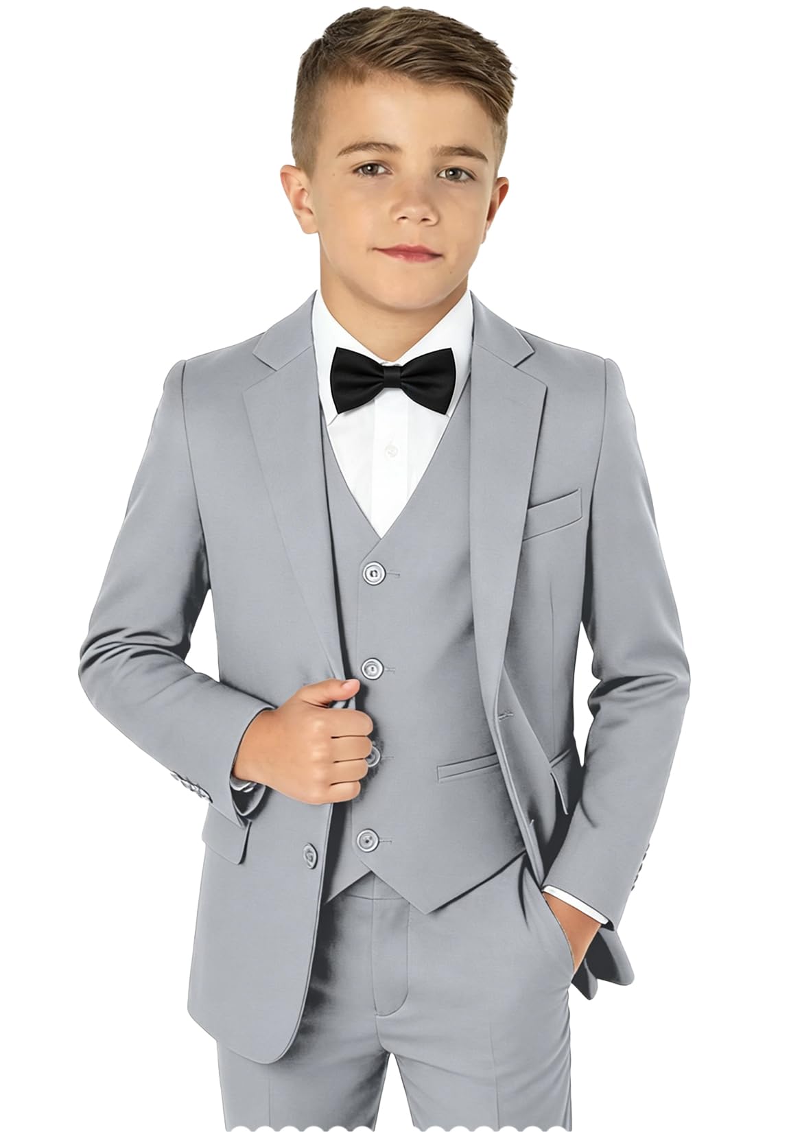 Boy Suits 5 Pieces Formal Suit Set with Adjustable Waist Kids Dress Suit for Wedding Prom