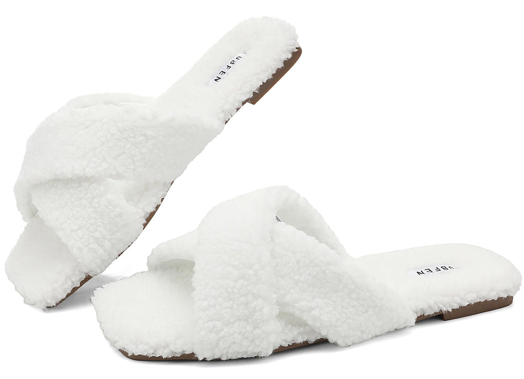UBFEN Womens Mens Slippers Memory Foam Comfort Fuzzy Plush Lining Slip On House Shoes