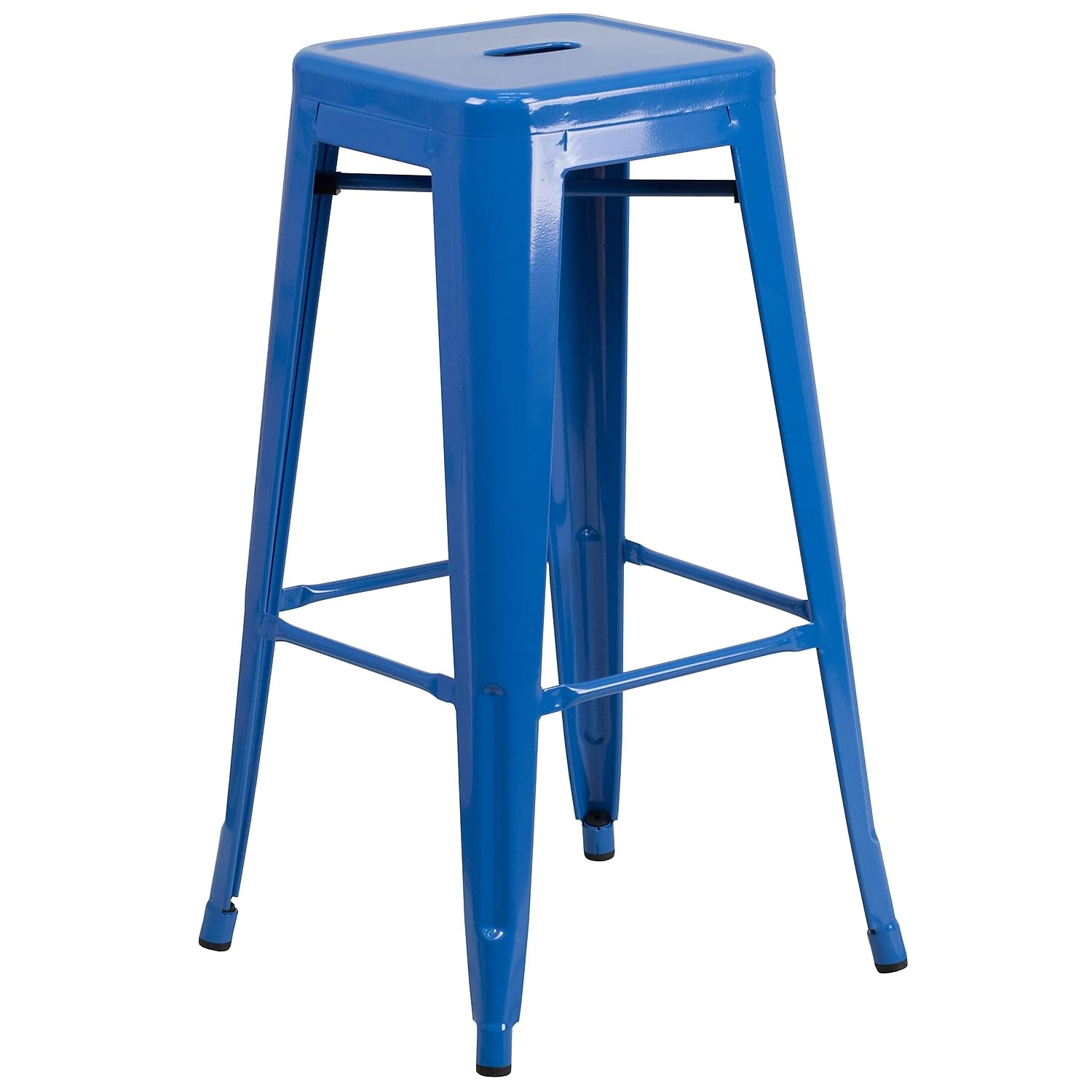 Flash Furniture 30"H Commercial Modern Metal Backless Barstool, Indoor/Outdoor Industrial Square Stacking Bar Stool for Patio Bars/Restaurants, Black