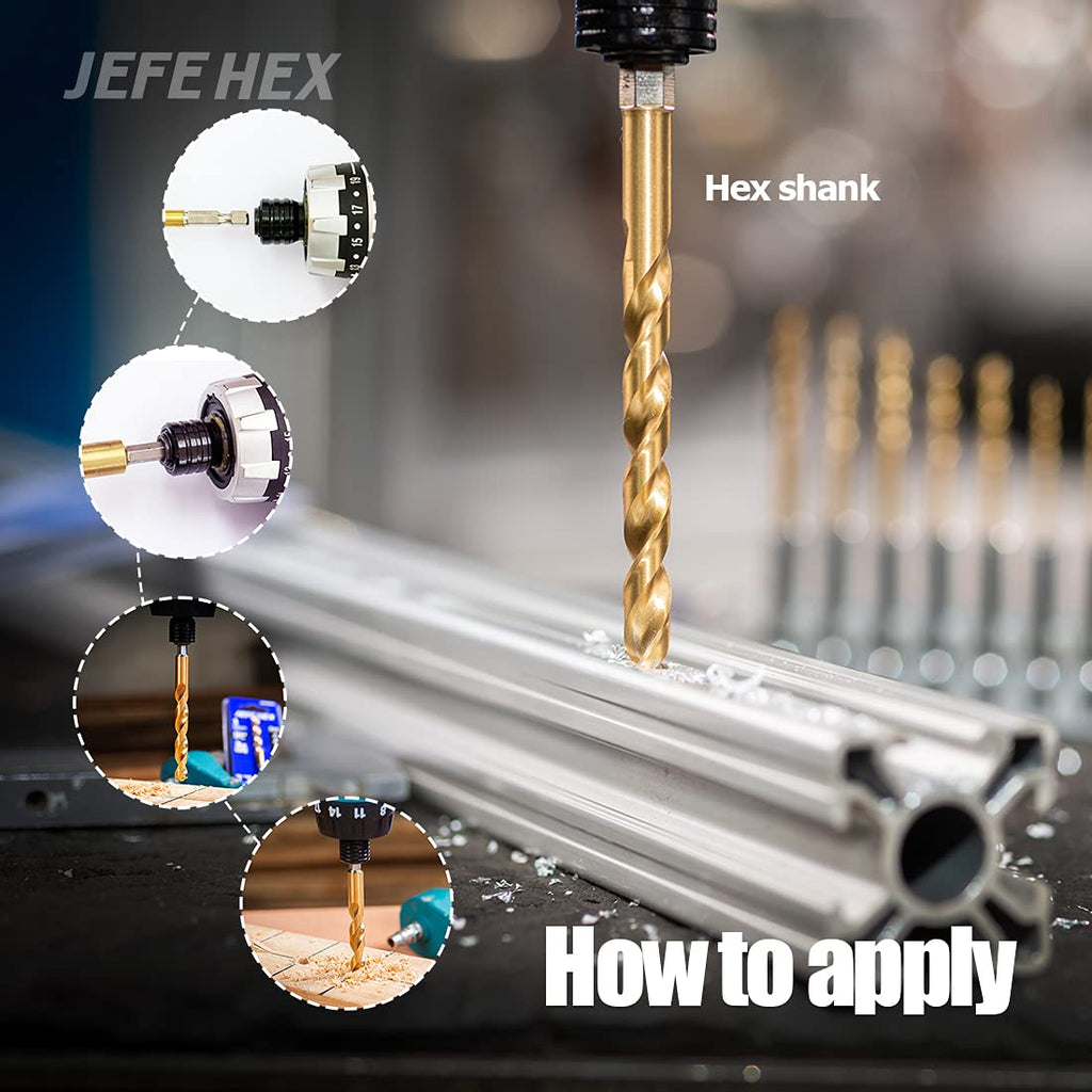 JEFE HEX 1/4-20 UNC Hex Shank Taps for Metal | MRO & Industrial Use | Quick-Change | Impact Driver (5pcs)