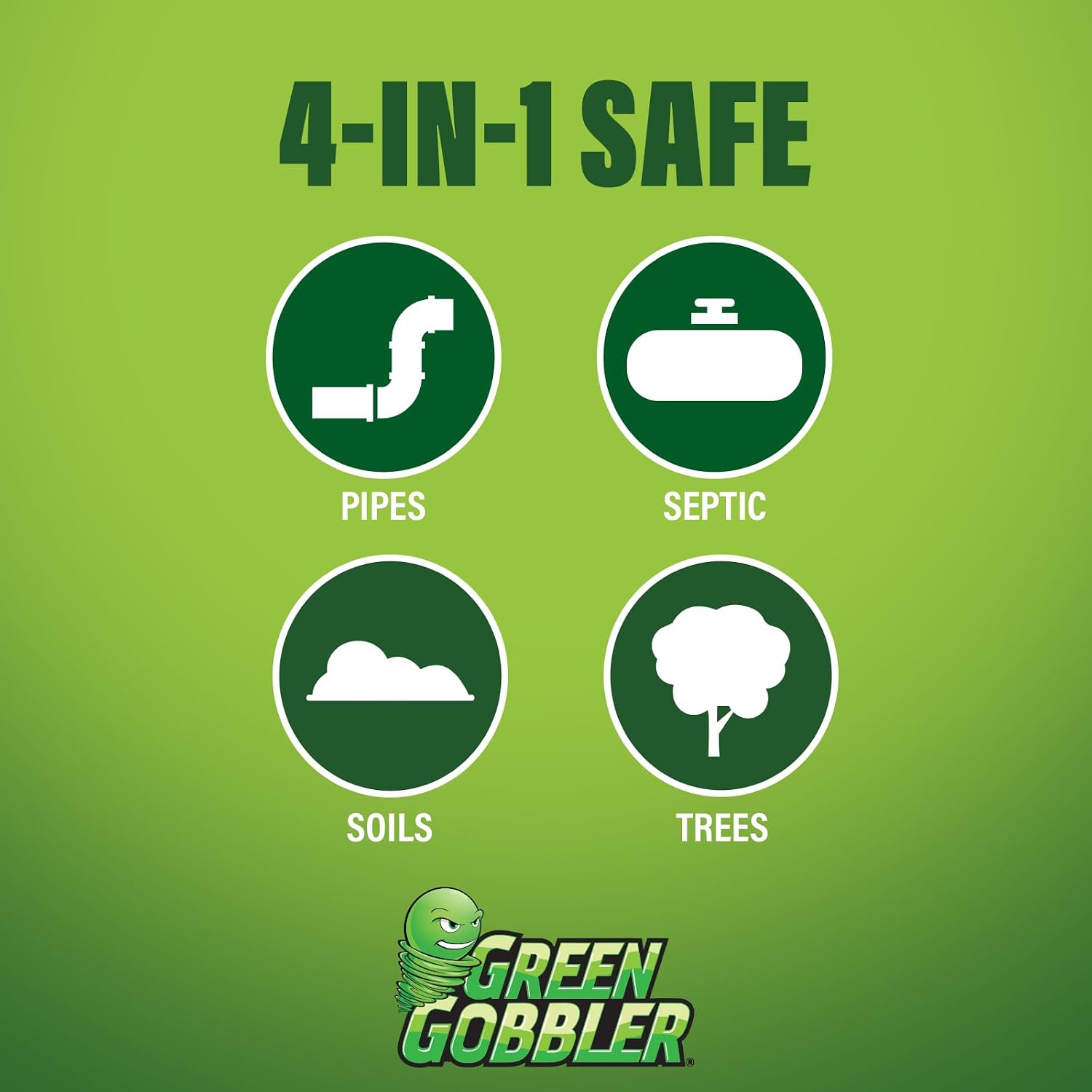 Green Gobbler, FOAMING Root Killer | Kills Tree Roots in Pipes & Sewer Lines | Contains No Copper Sulfate | Safe for Pipes and Septic - 4 USES, 10LBS