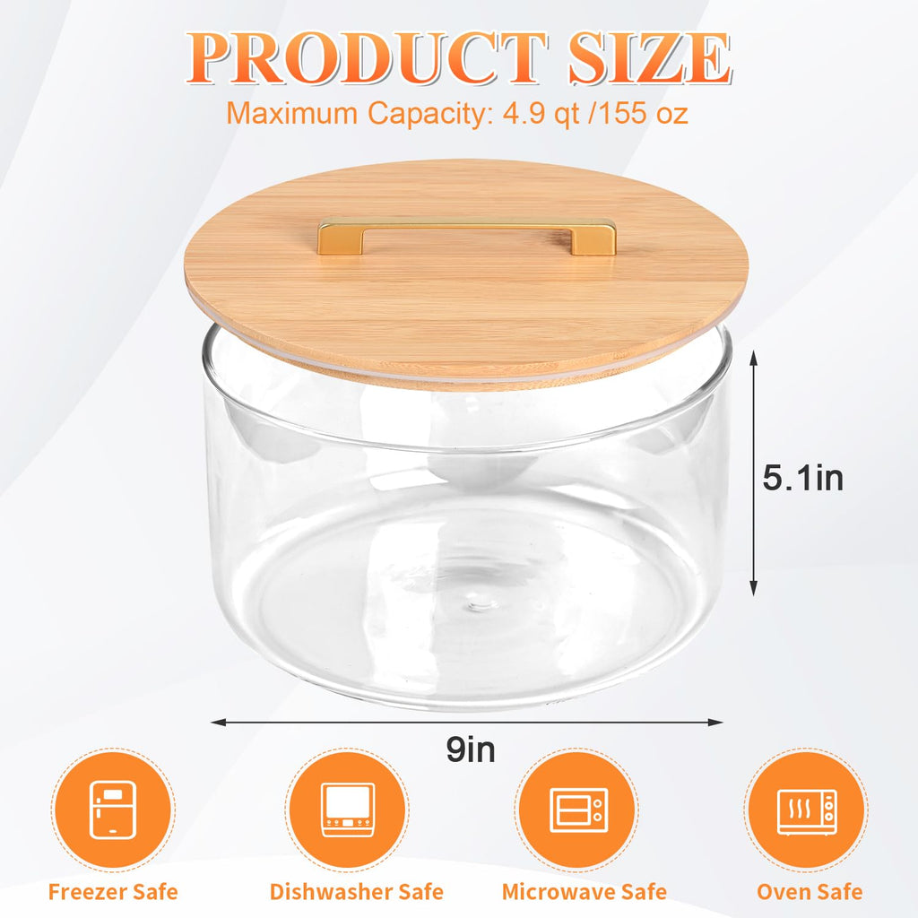 LOVYANXUE 9 inch Large Salad and Trifle Bowl Glass with Lid, 155 oz Versatile Mixing and Serving Dish for Fruit, Laying Ice Cream, Cake, Cupcake, Baking, and Dessert, Microwave Safe